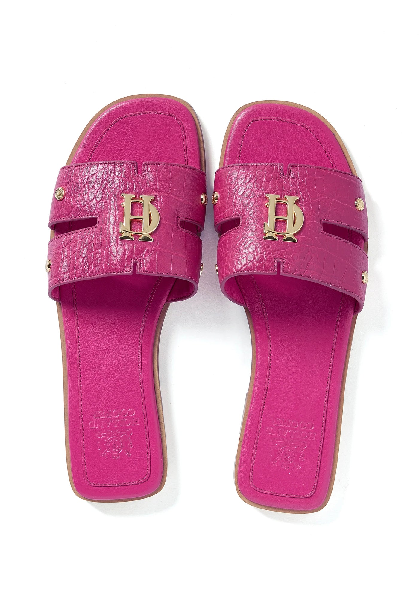 Monogram Slides - Pink Croc sold by Angel Divine