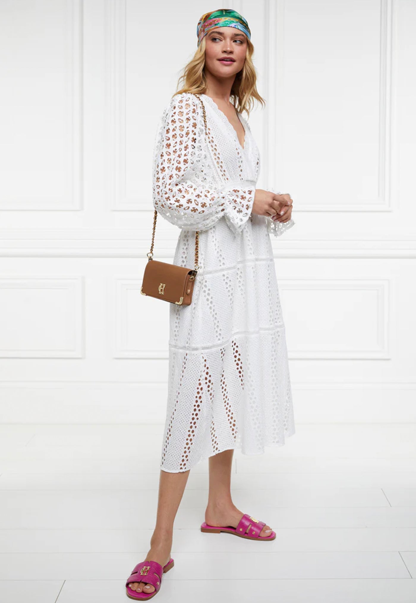 Monogram Slides - Pink Croc sold by Angel Divine