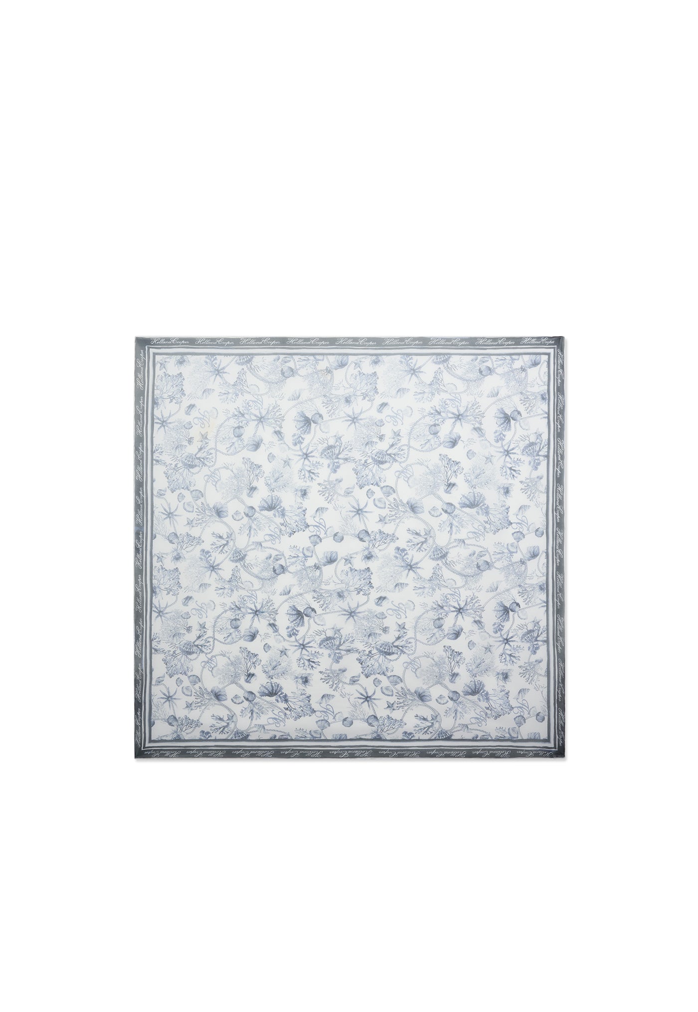 Provence Fine Silk Scarf - Blue Sea Shells