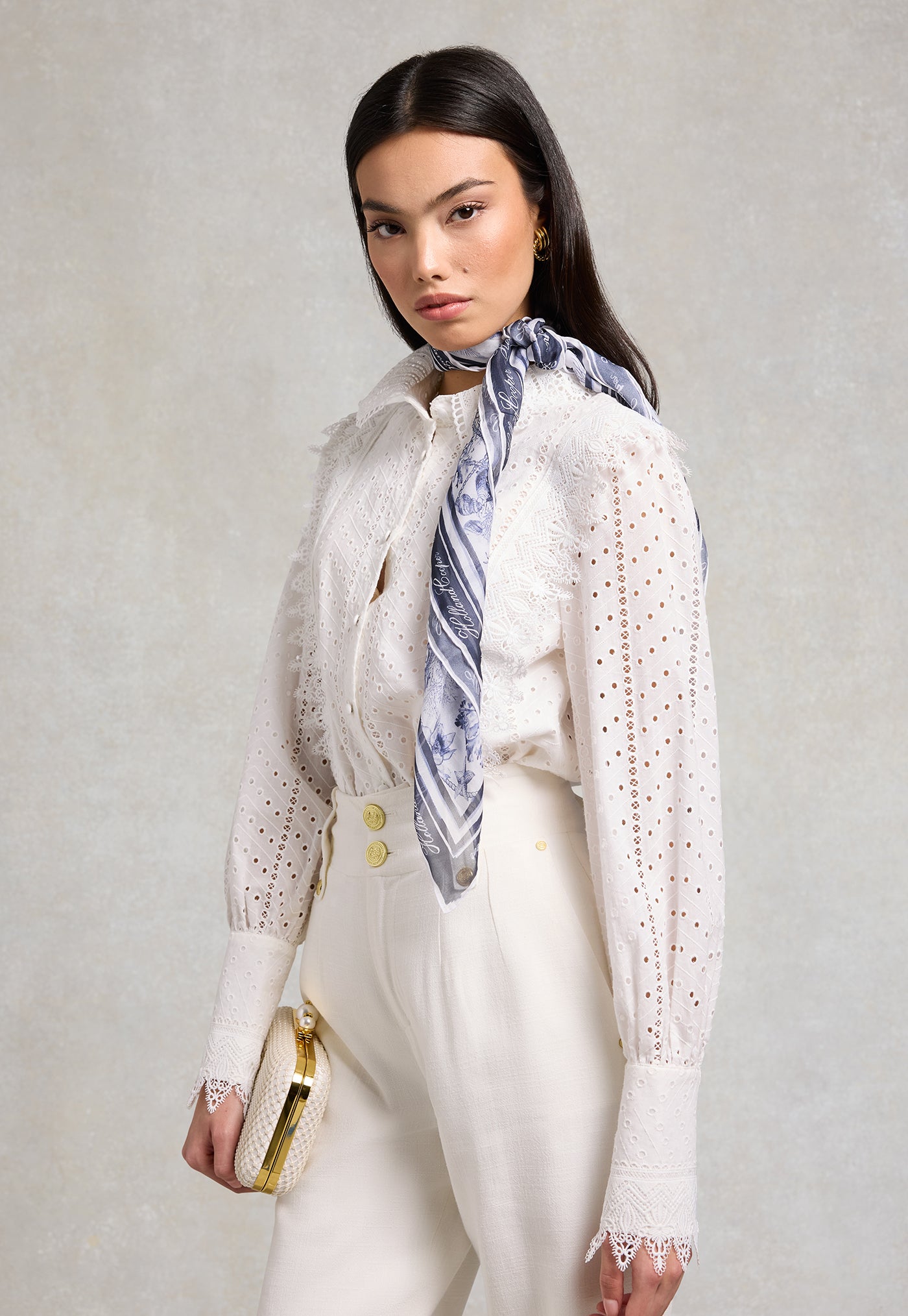 Provence Fine Silk Scarf - Blue Sea Shells