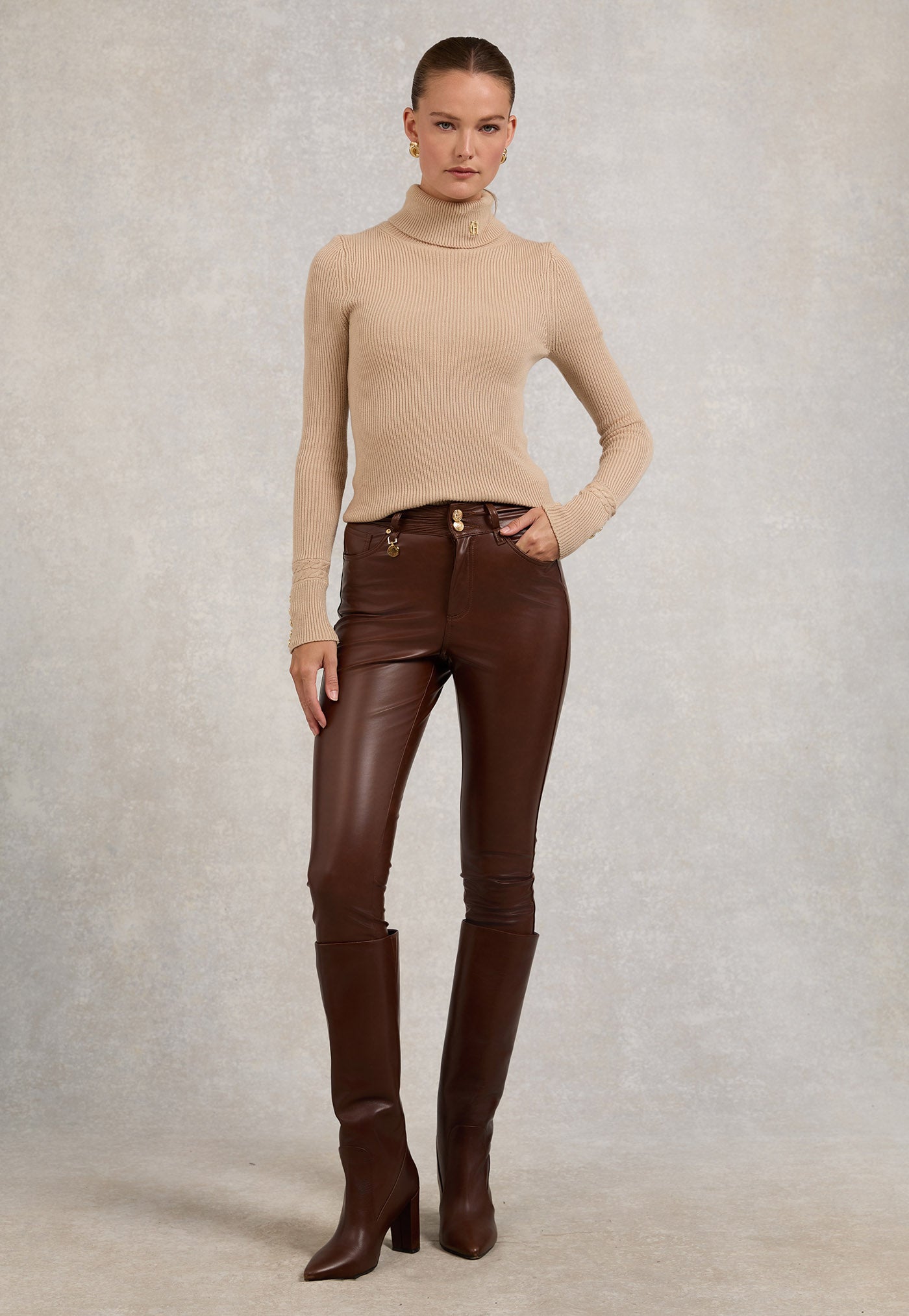 PU Skinny Jean - Burnished Tan