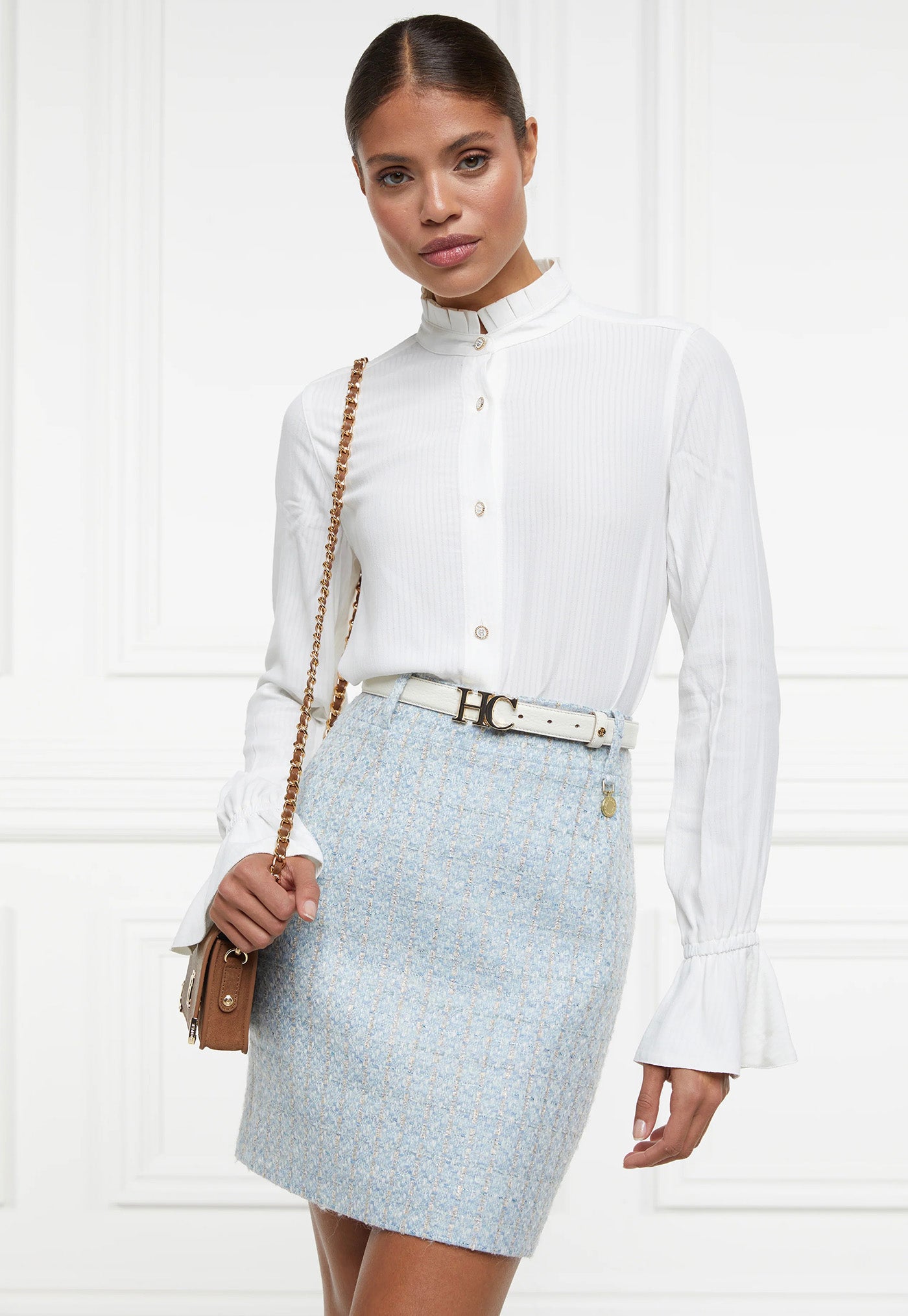 Regency Skirt - Sky Blue Boucle sold by Angel Divine
