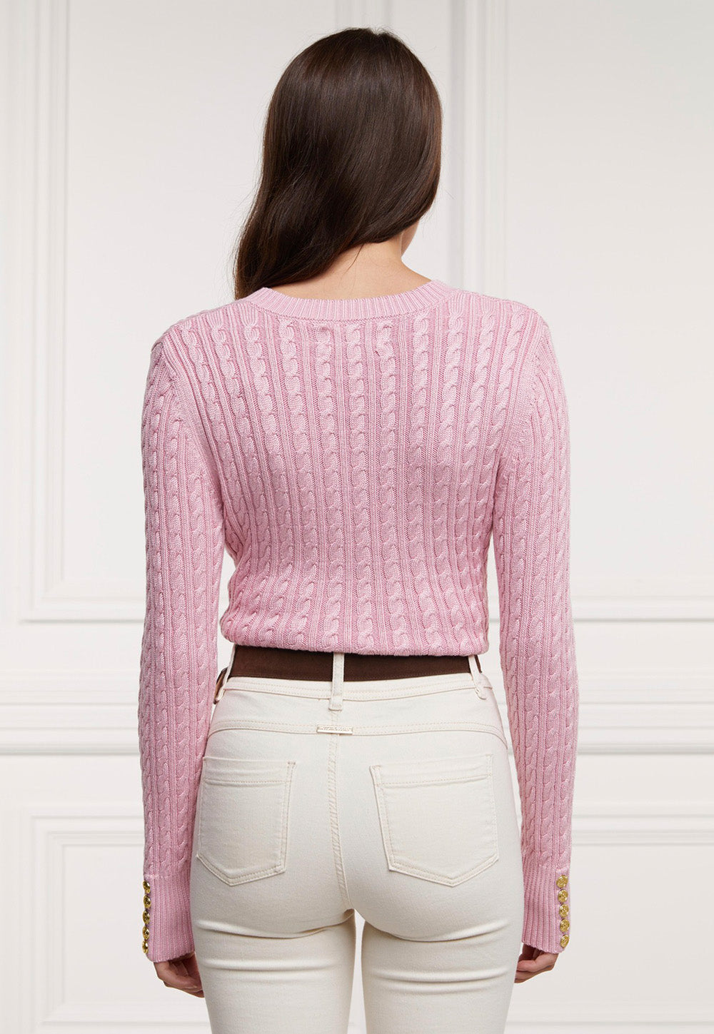 Seattle Cable V-Neck Knit - Blush sold by Angel Divine