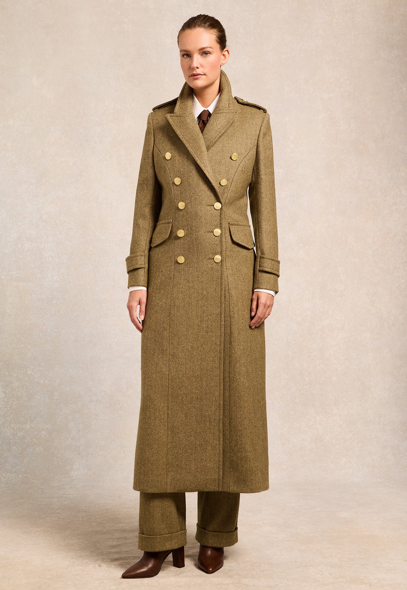 The Great Coat - Moss Herringbone