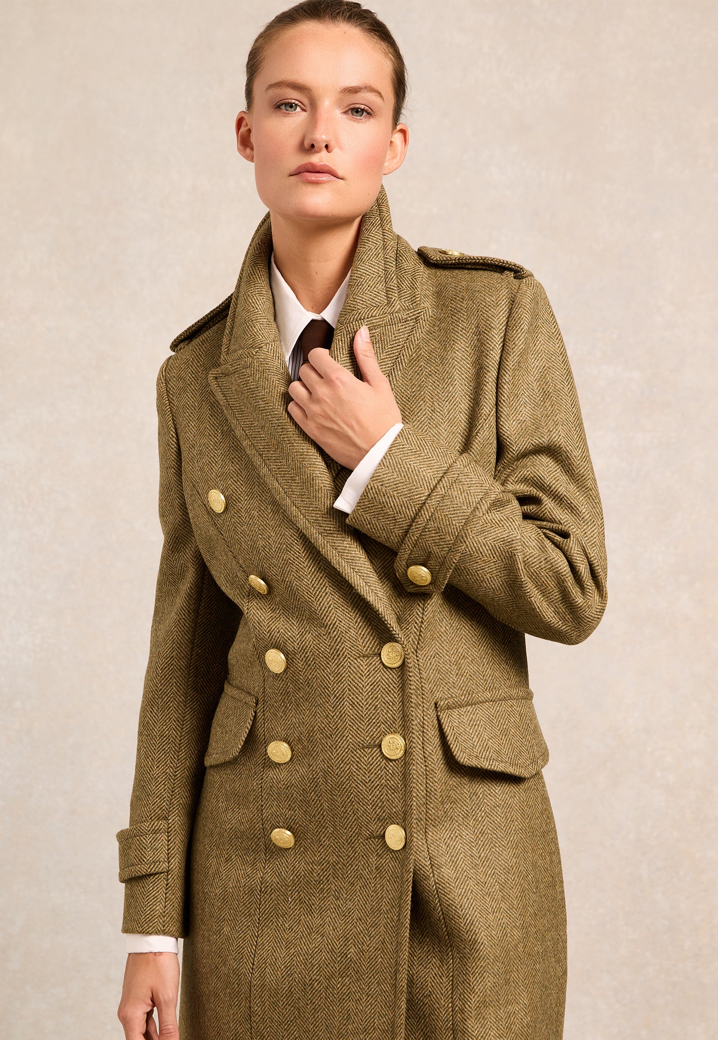 The Great Coat - Moss Herringbone