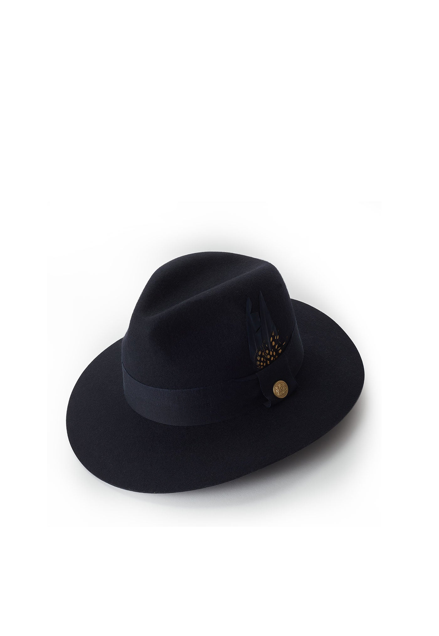 Trilby Hat Spot Feather - Ink Navy