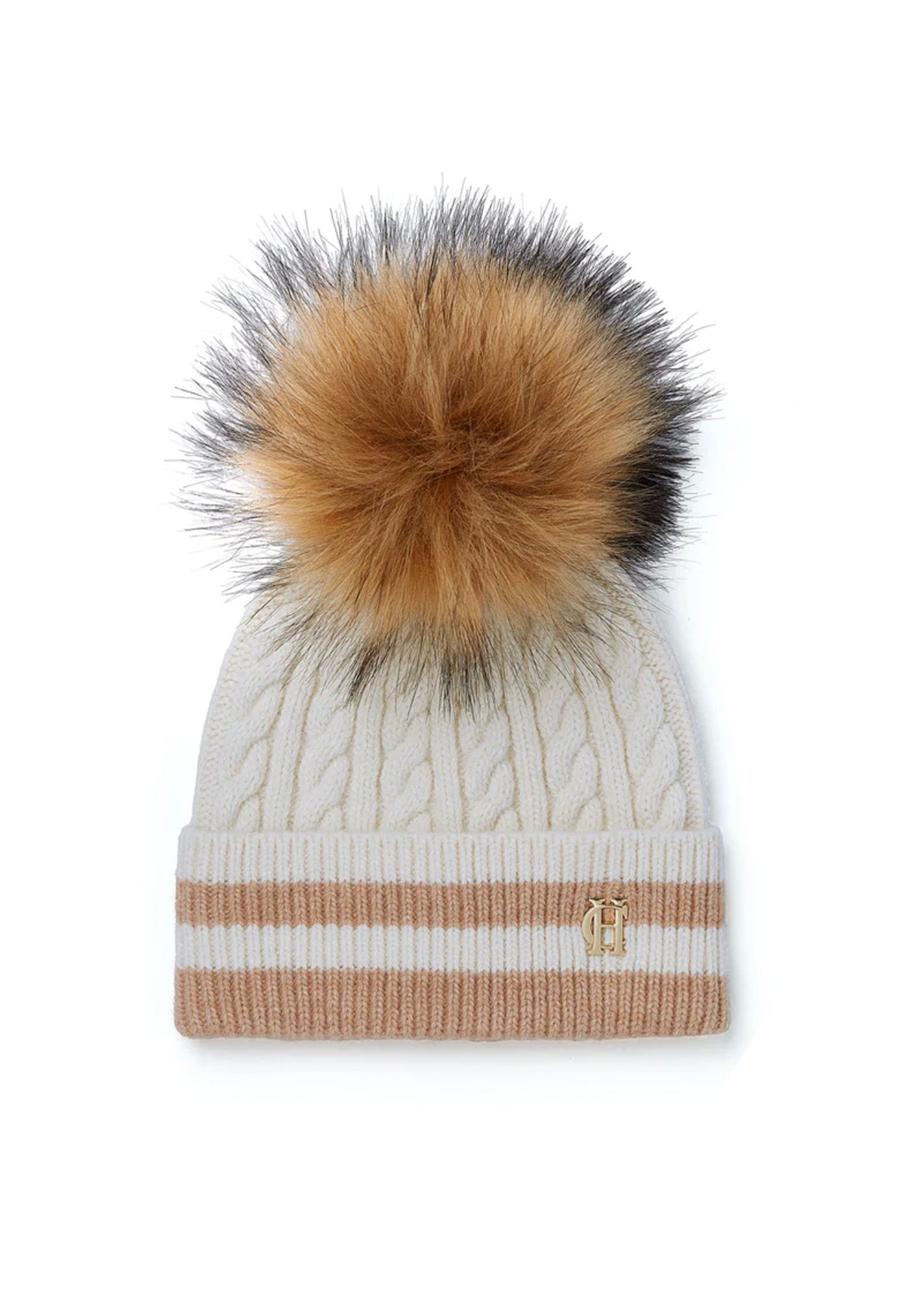 Zoe Bobble Hat - Cream Stripe