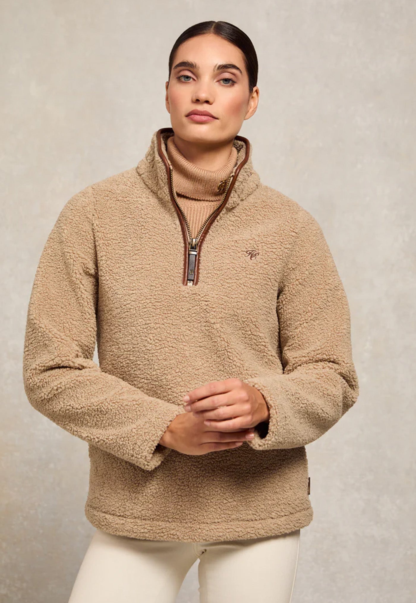 Country Fleece Quarter Zip - Natural Borg