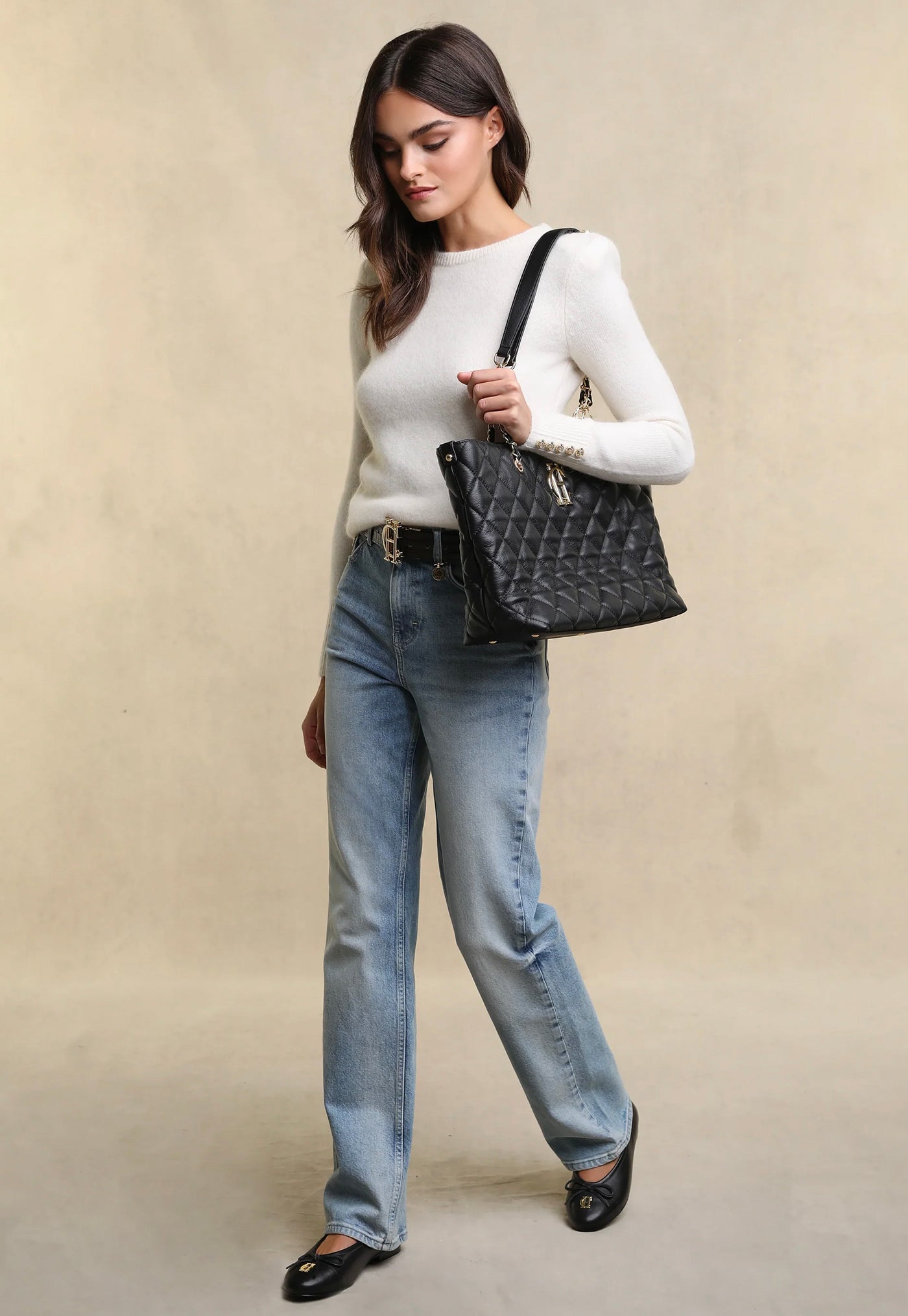 Soho Quilted Tote - Black