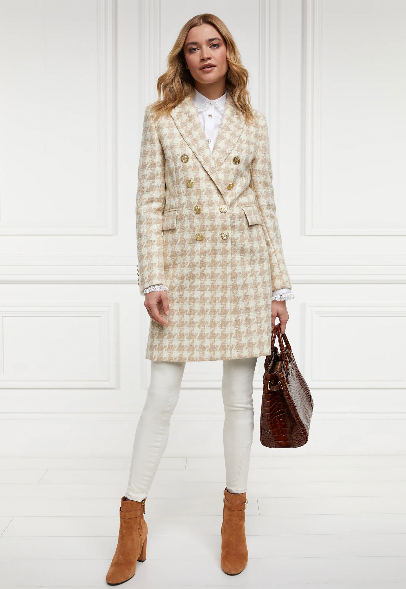 Knightsbridge Coat - Camel Houndstooth