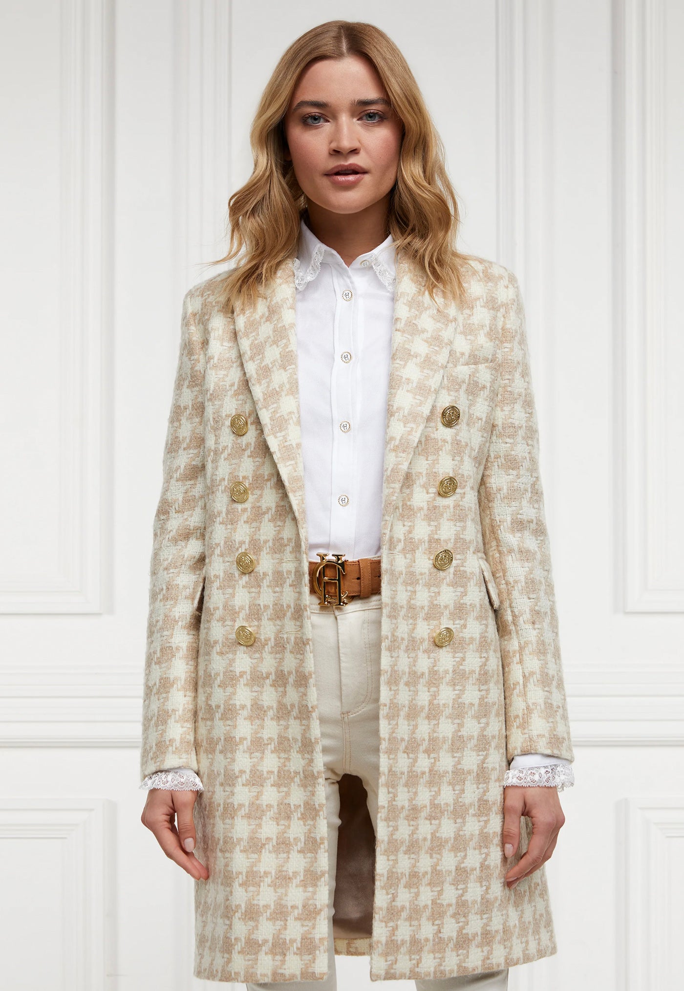 Knightsbridge Coat - Camel Houndstooth
