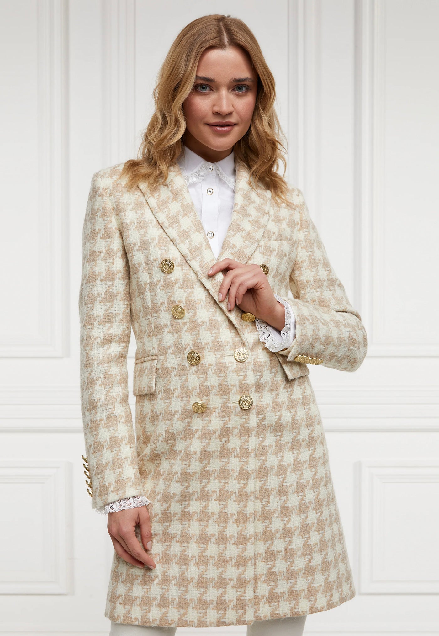 Knightsbridge Coat - Camel Houndstooth