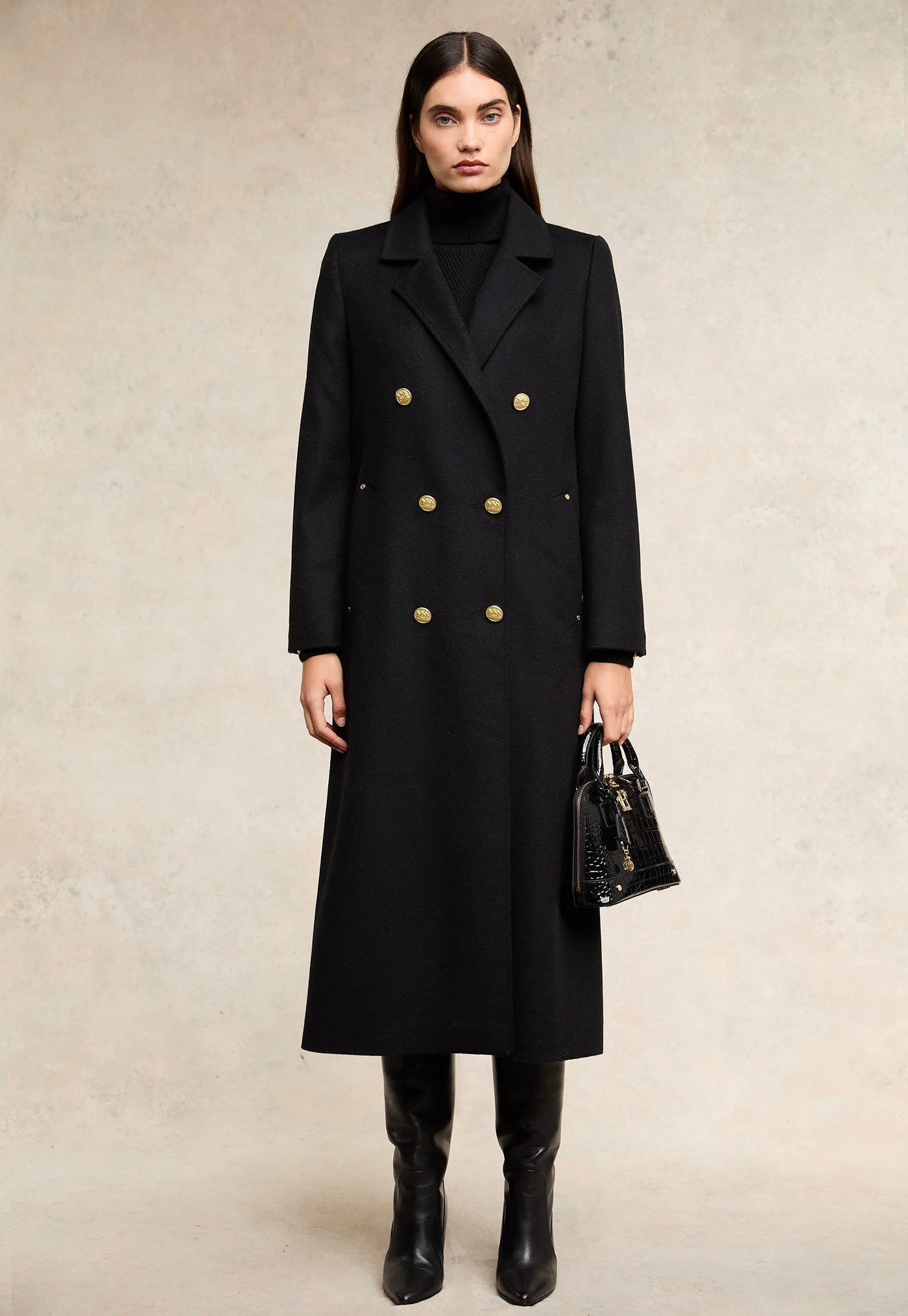 Double Breasted Coat - Soft Black