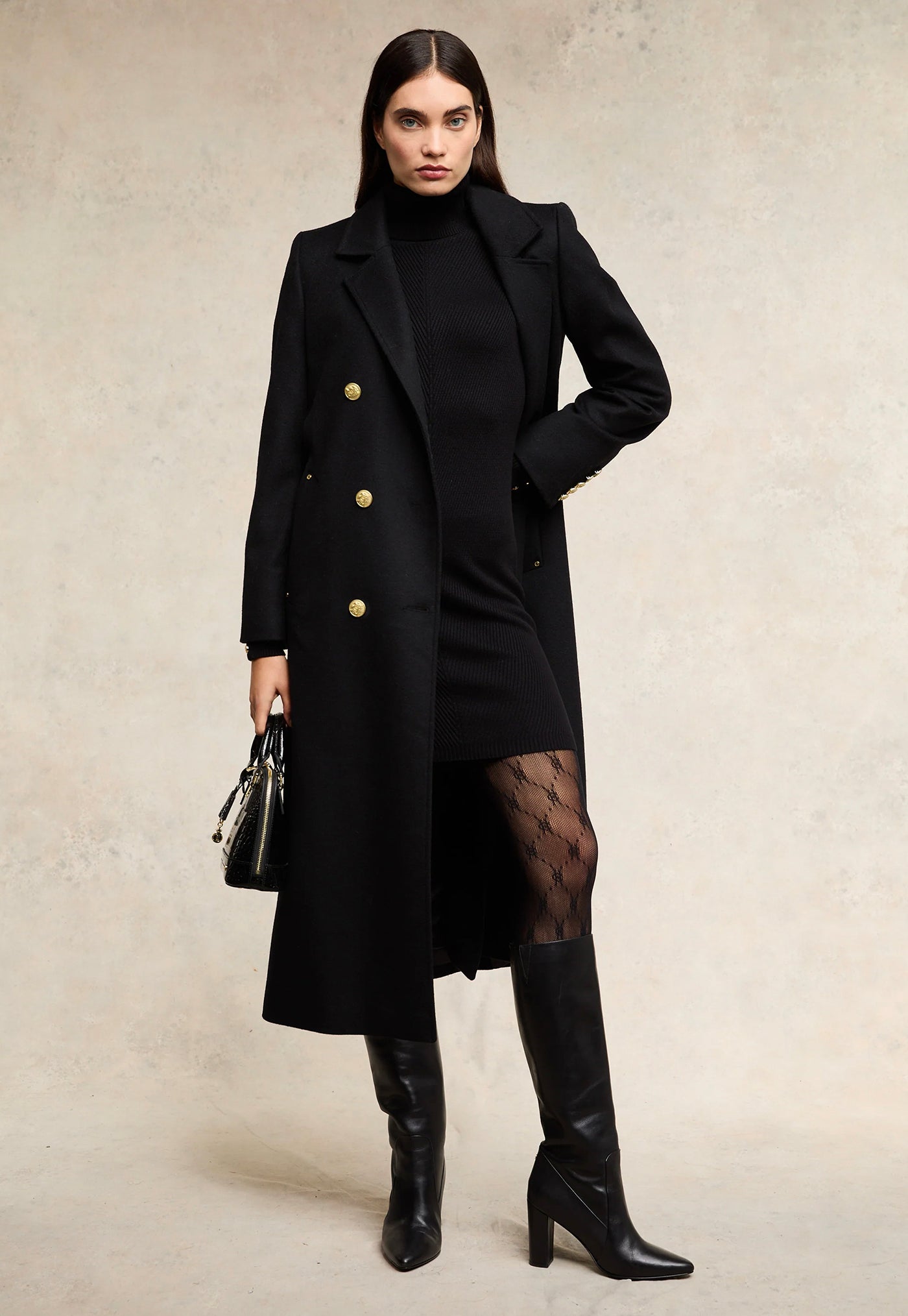 Double Breasted Coat - Soft Black