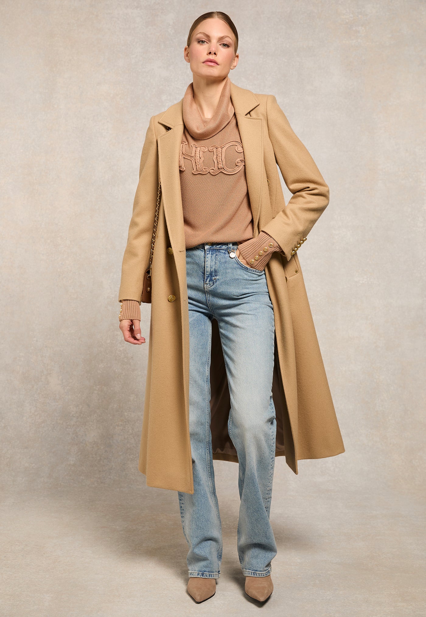 Daisy Roll Neck Knit - Camel