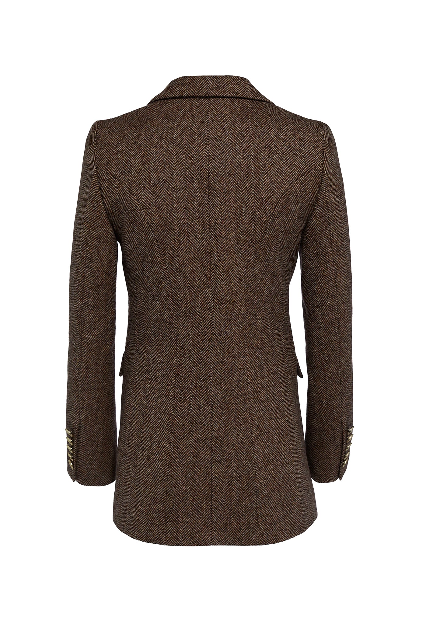 Double Breasted Blazer - Large Scale Brown Herringbone
