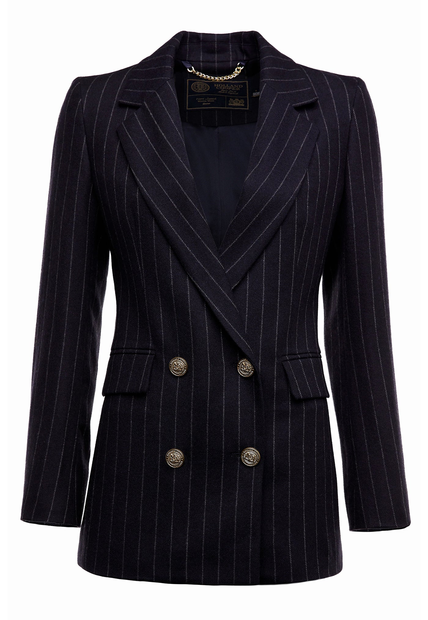 Double Breasted Blazer - Navy Chalk Pinstripe