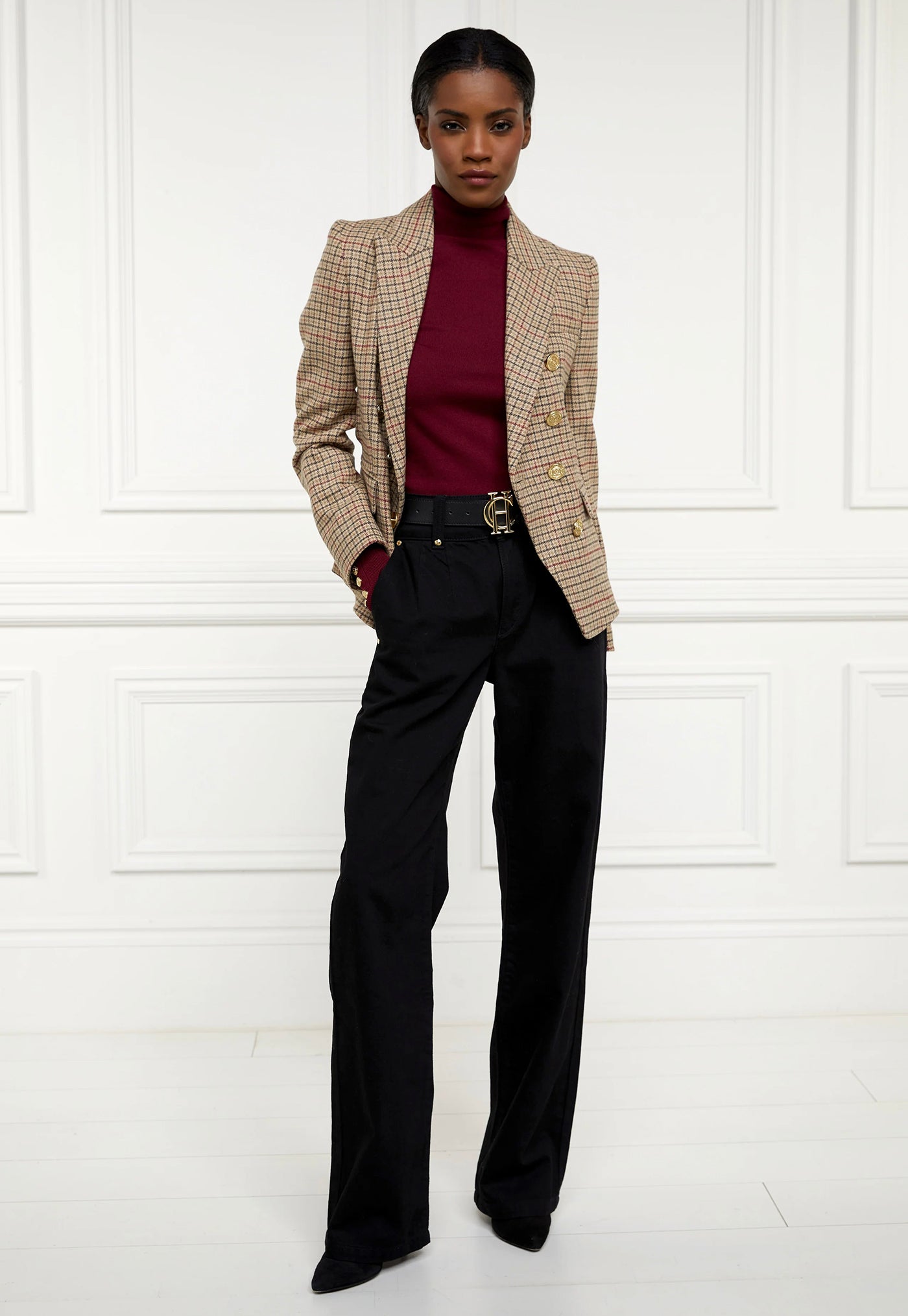 Buttoned Knit Roll Neck - Wine