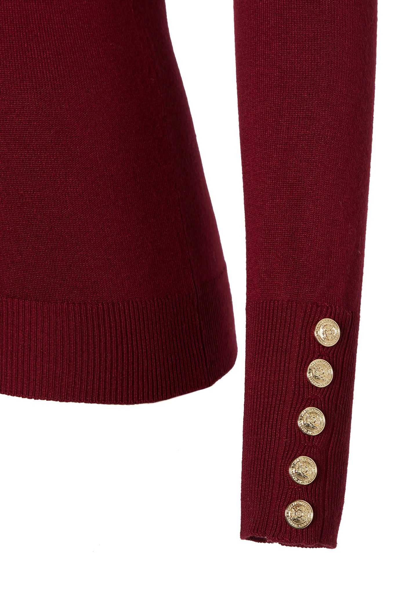 Buttoned Knit Roll Neck - Wine