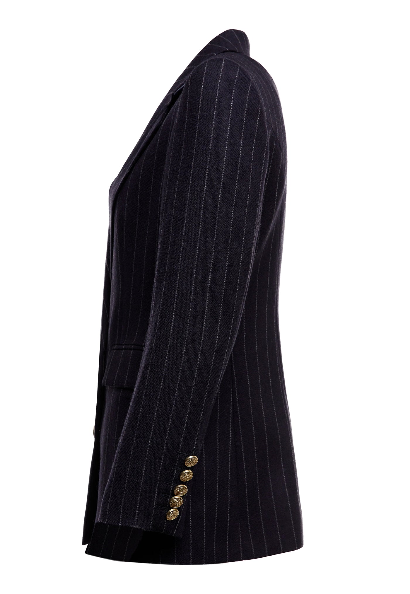 Double Breasted Blazer - Navy Chalk Pinstripe