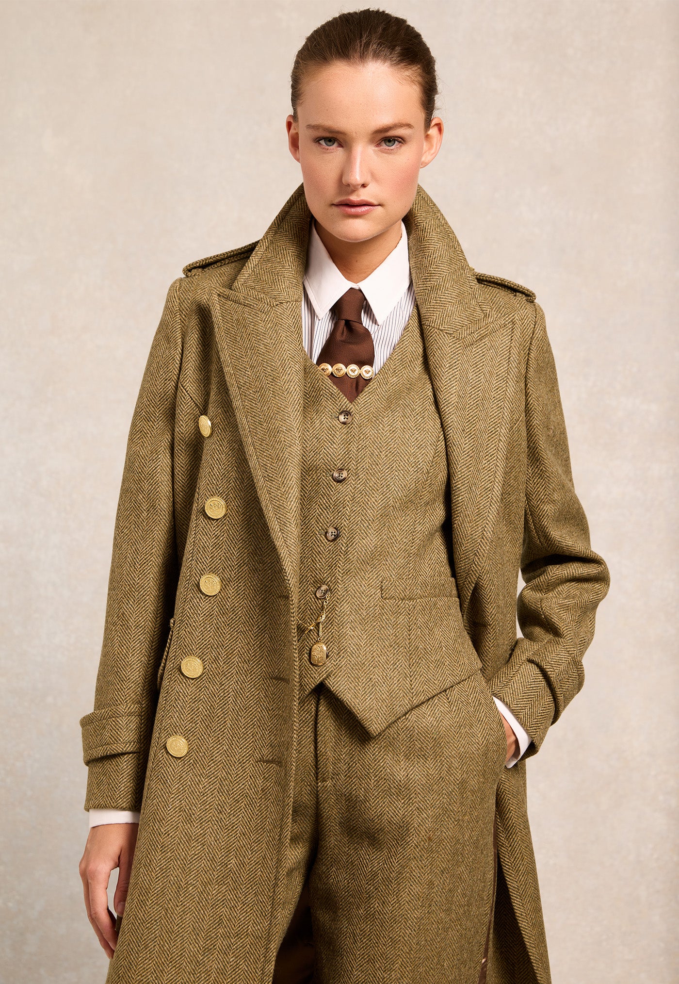 Kensington Waistcoat - Moss Herringbone