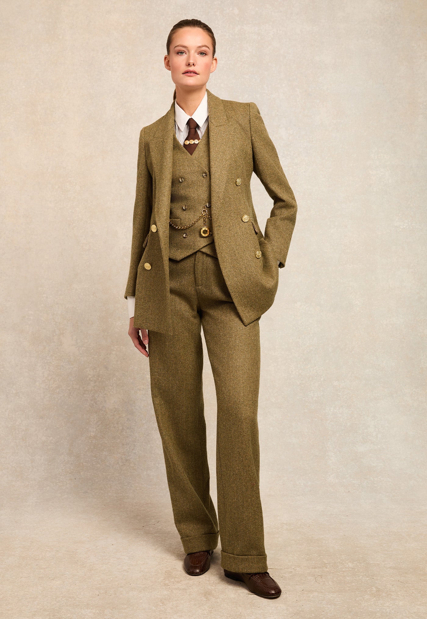 Kensington Waistcoat - Moss Herringbone