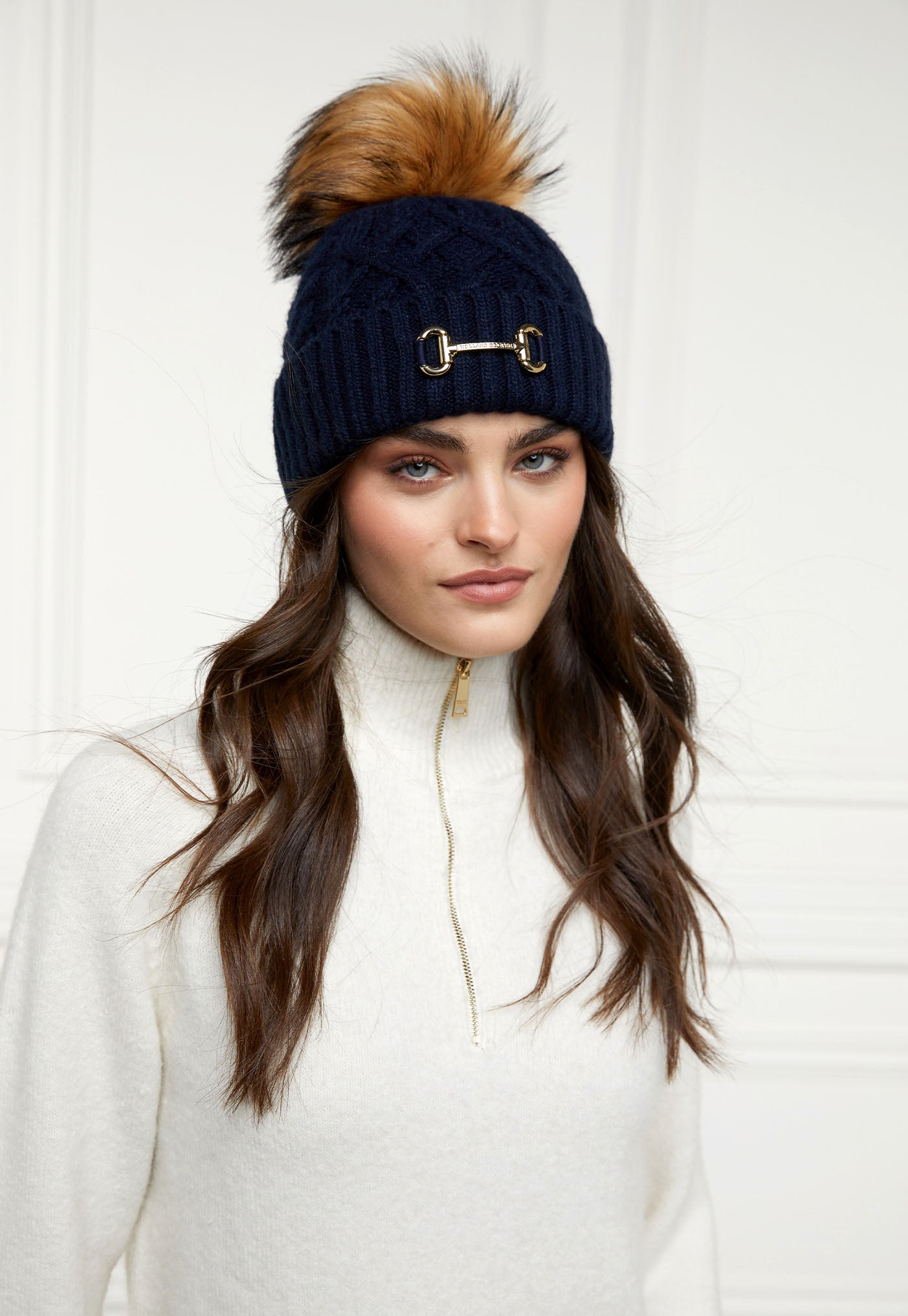 Horsebit Bobble Hat - Ink Navy