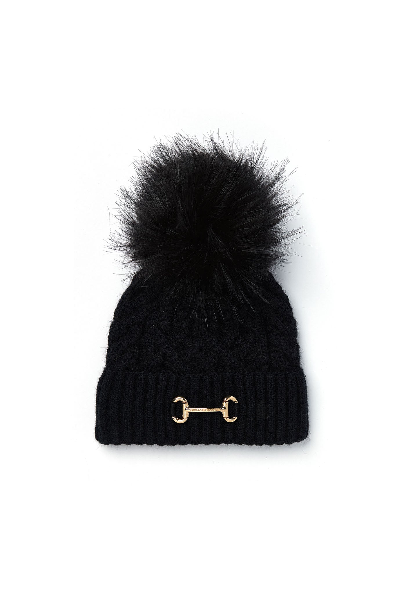 Horsebit Bobble Hat - Black