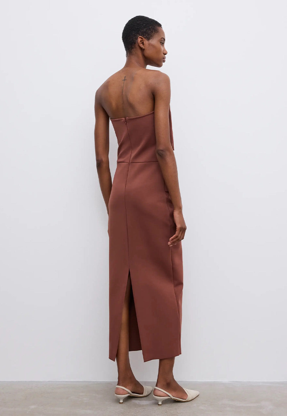 Sculpted Midi Dress - Mahogny Red