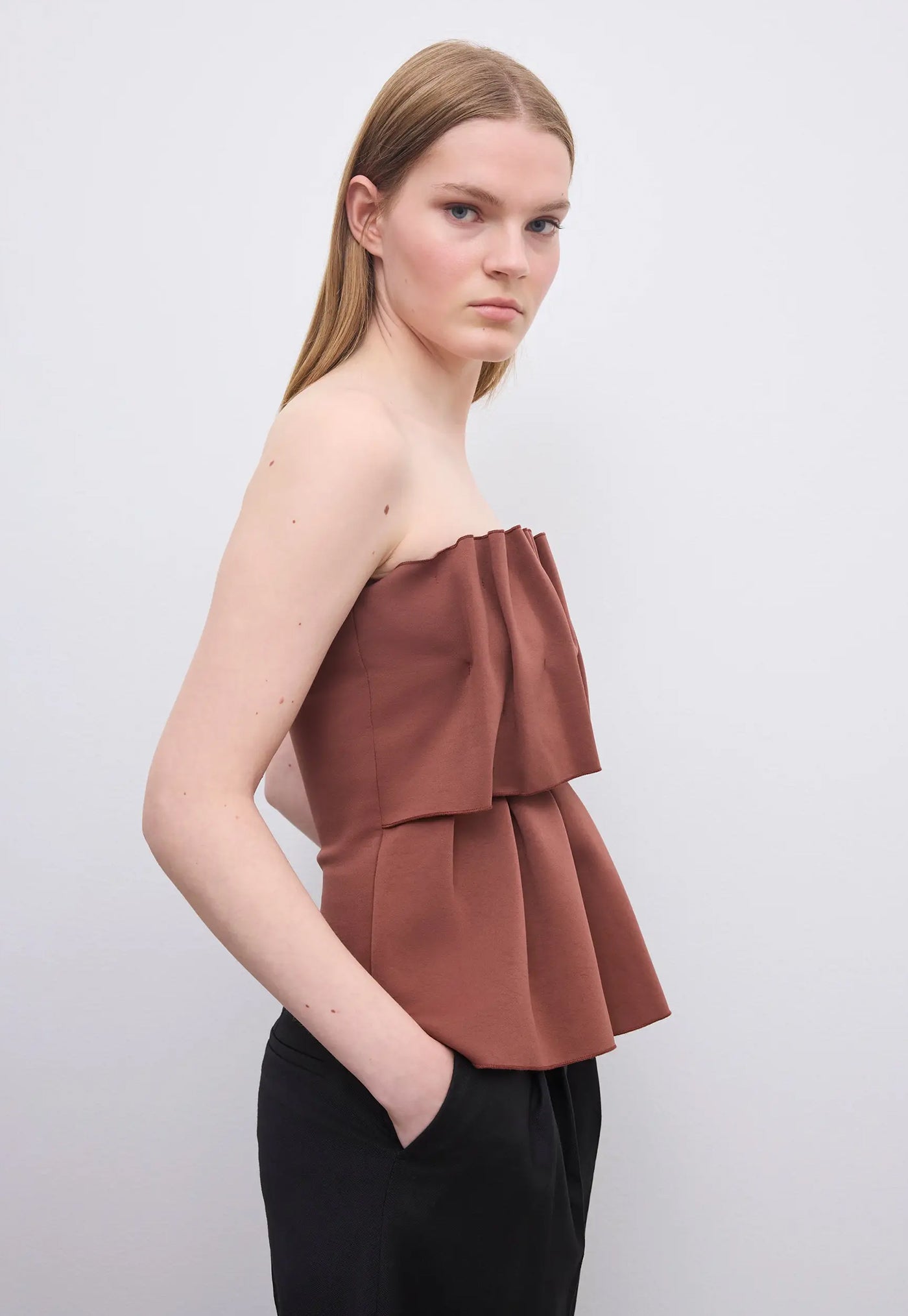 Sculpted Tube Top - Mahogny