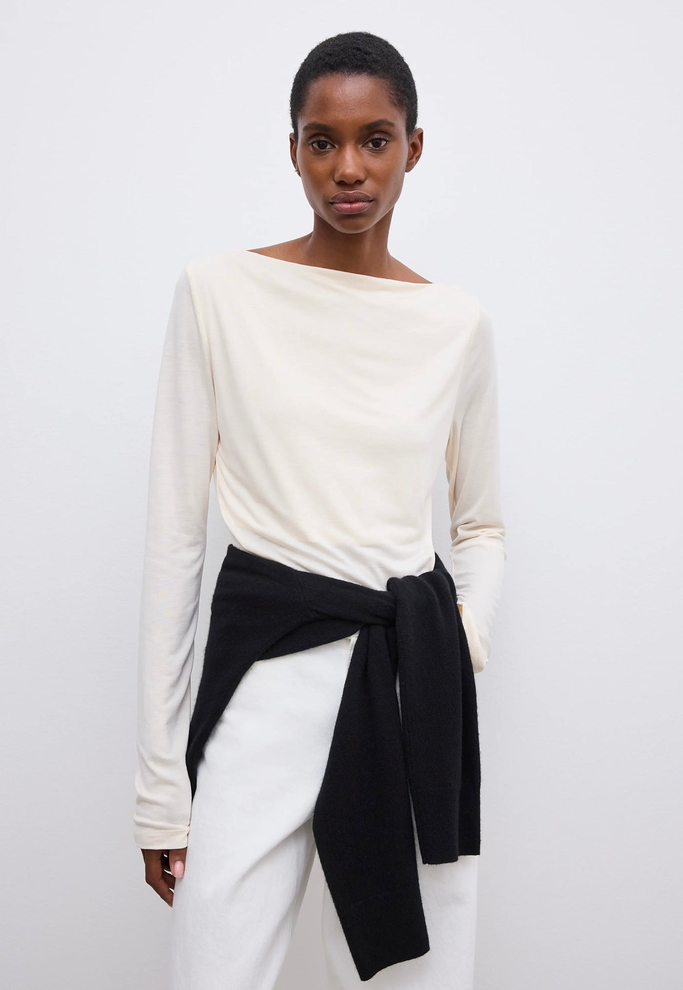 LS Square Neck Top - Cream White