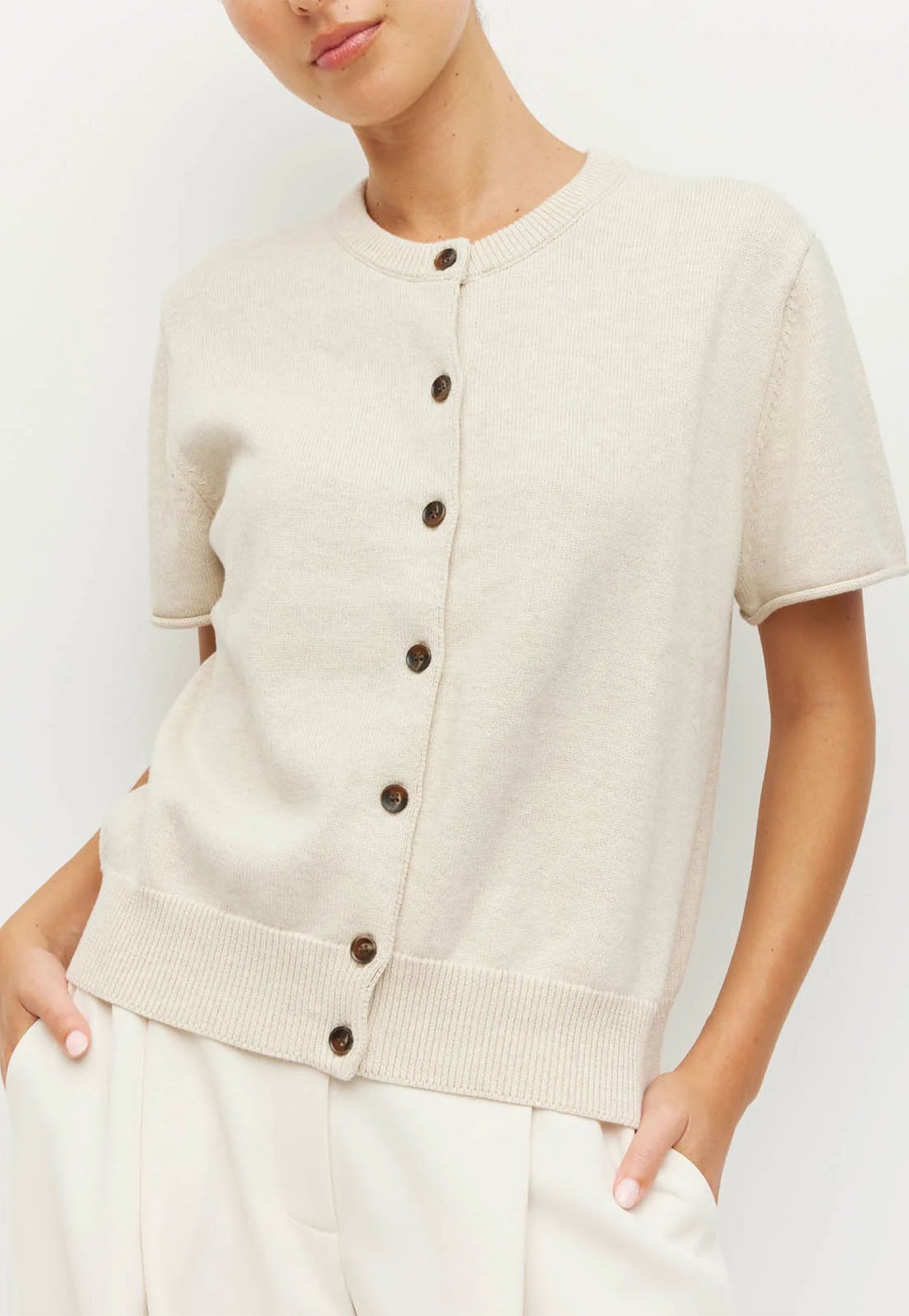 Twin T Cardi - Toast Marle