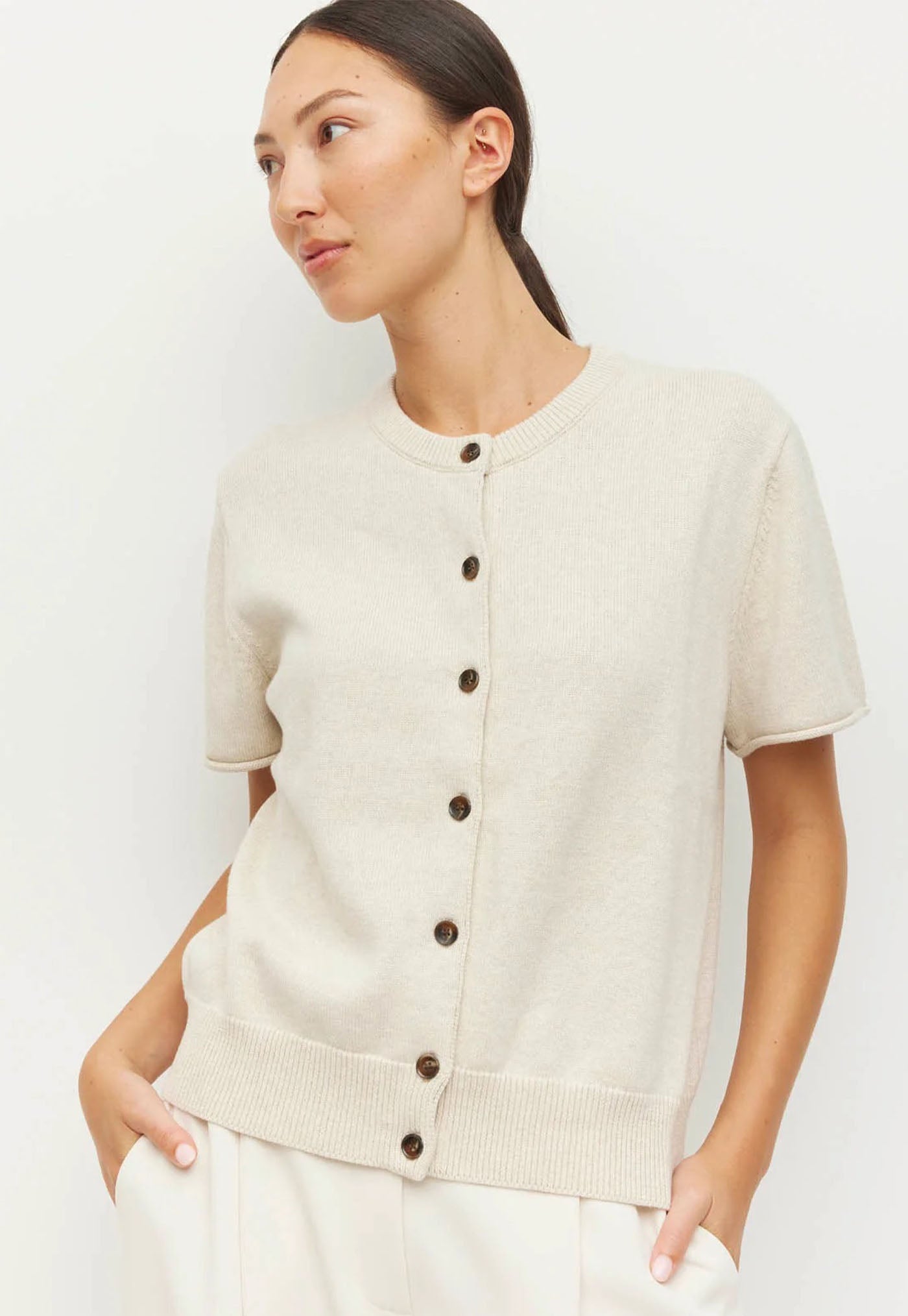 Twin T Cardi - Toast Marle