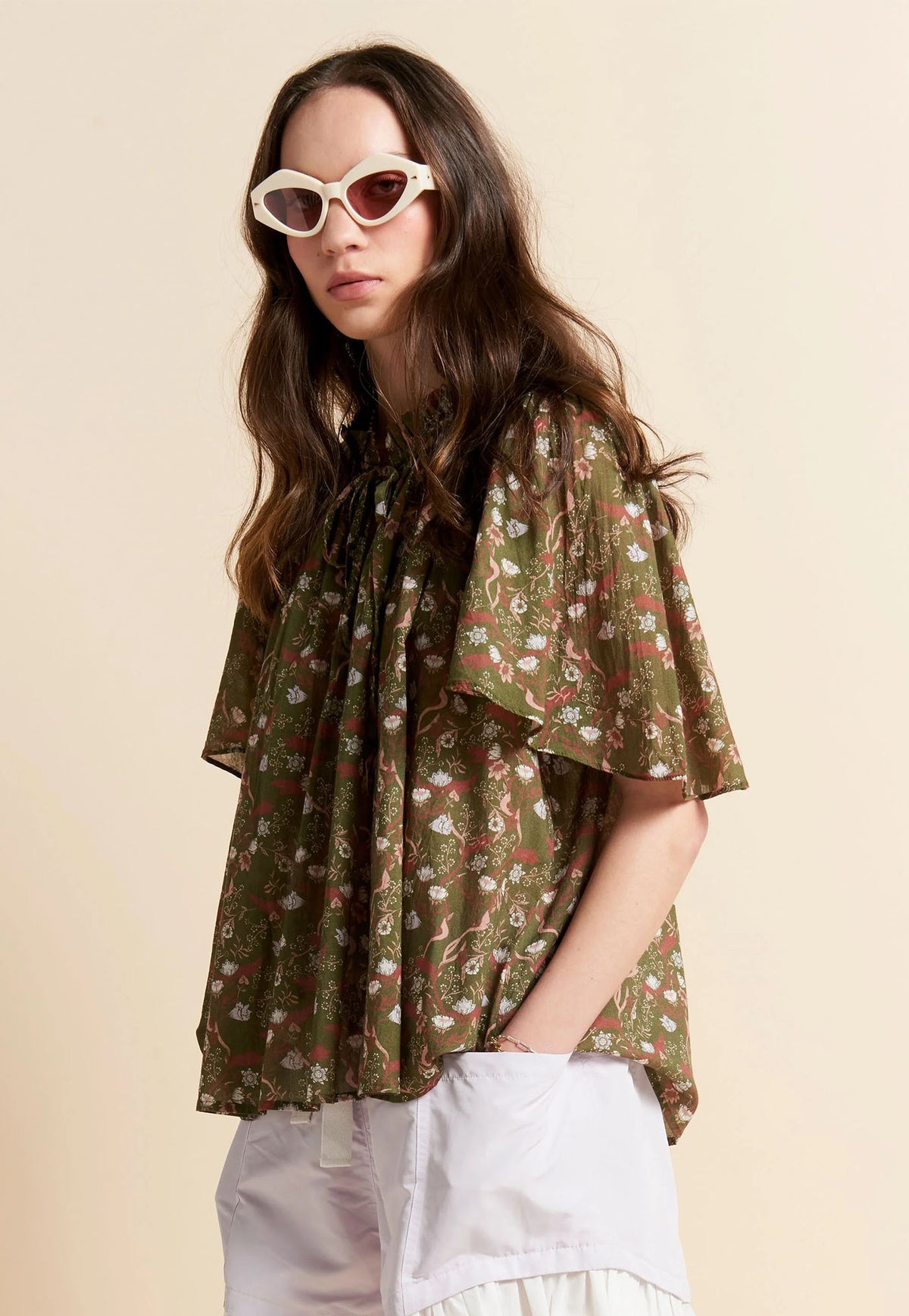 Agnes Blouse - Olive Multi