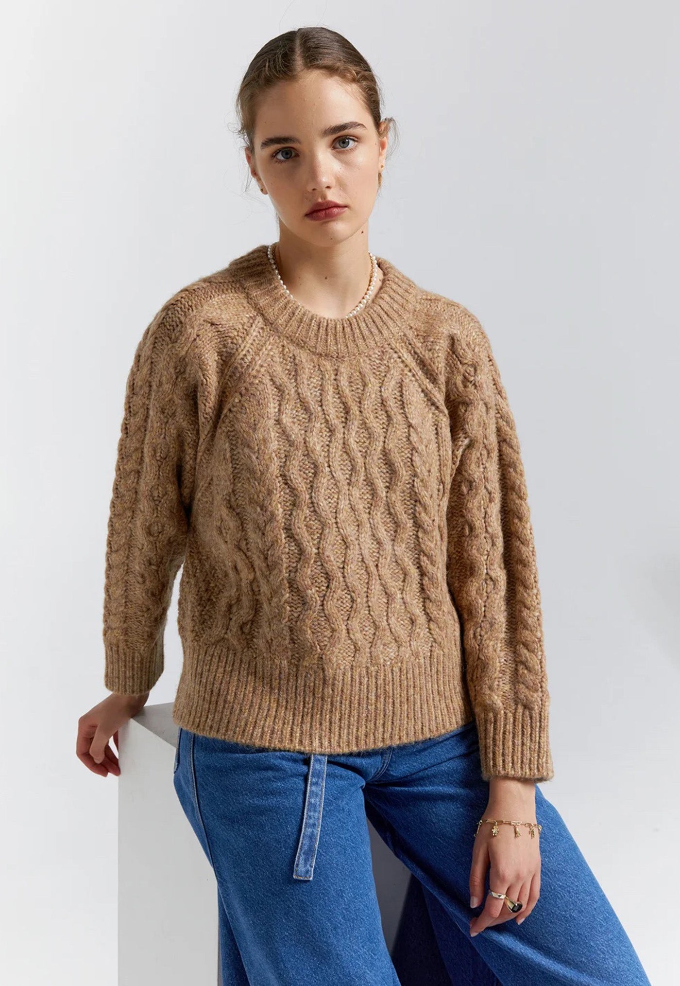 Cable Knit Cropped Sweater - Honey Marle sold by Angel Divine