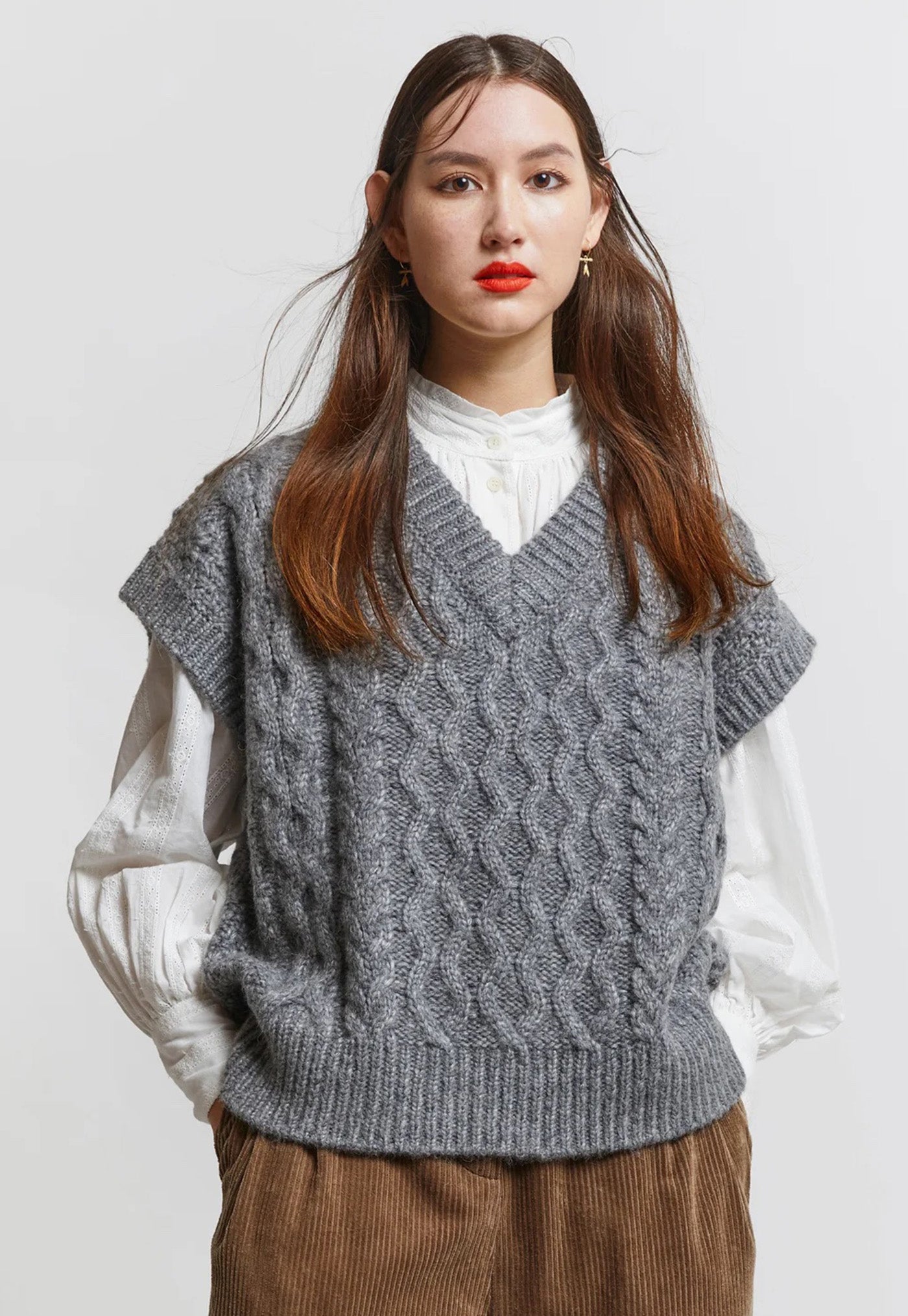 Cable Knit Vest - Grey Marle sold by Angel Divine