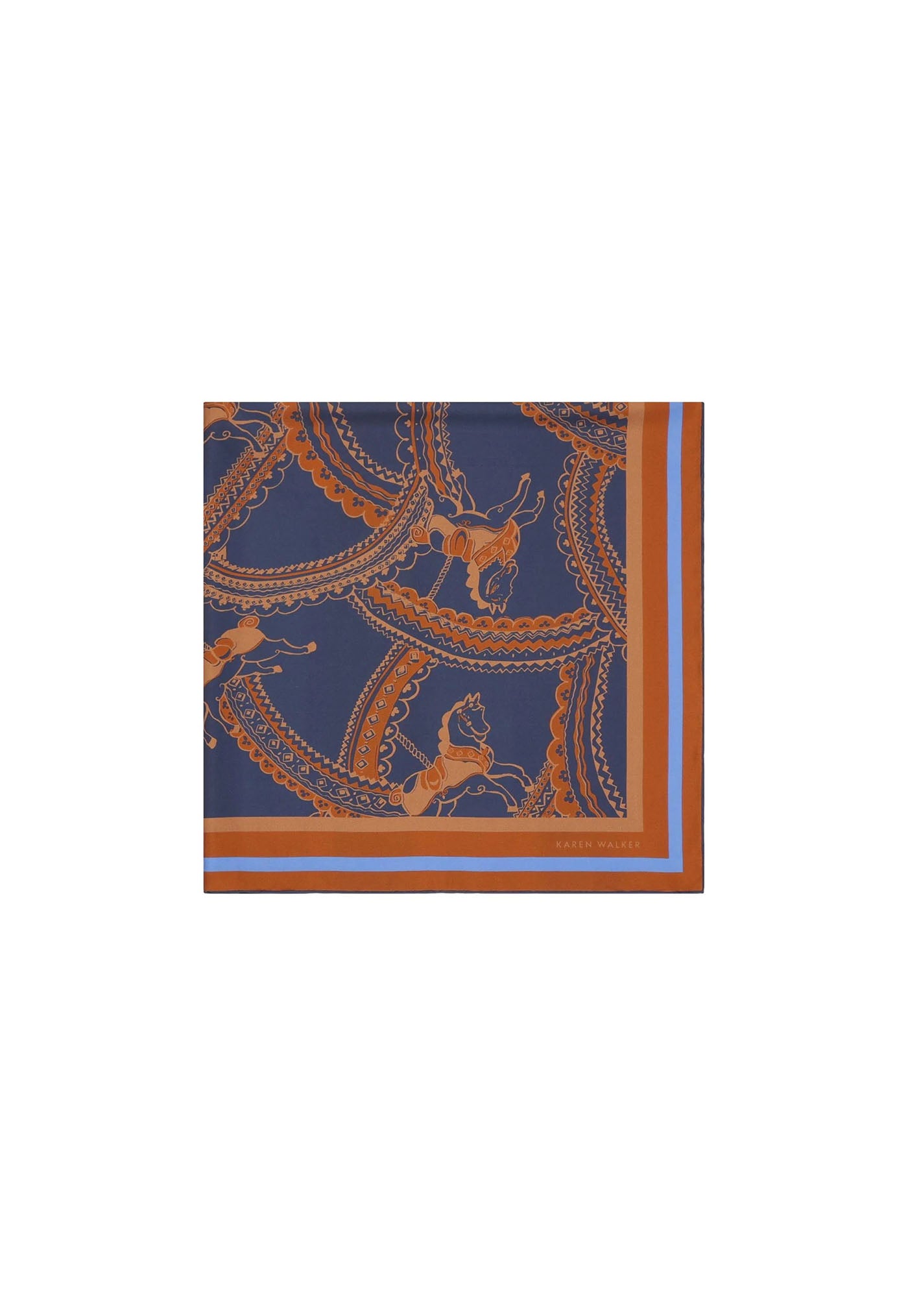 Carousel Classic Silk Scarf - Navy Multi