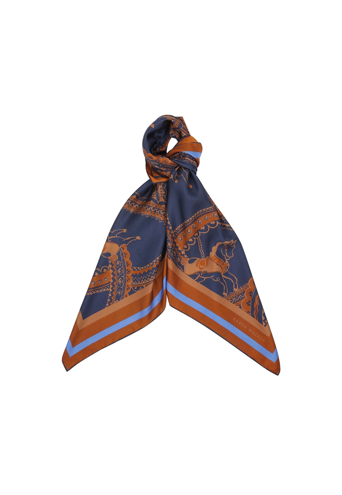 Carousel Classic Silk Scarf - Navy Multi