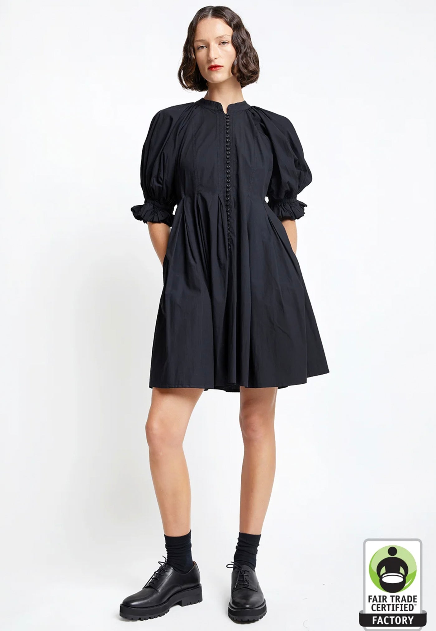 Karen Walker Organic Cotton Melody Dress Black Shirting
