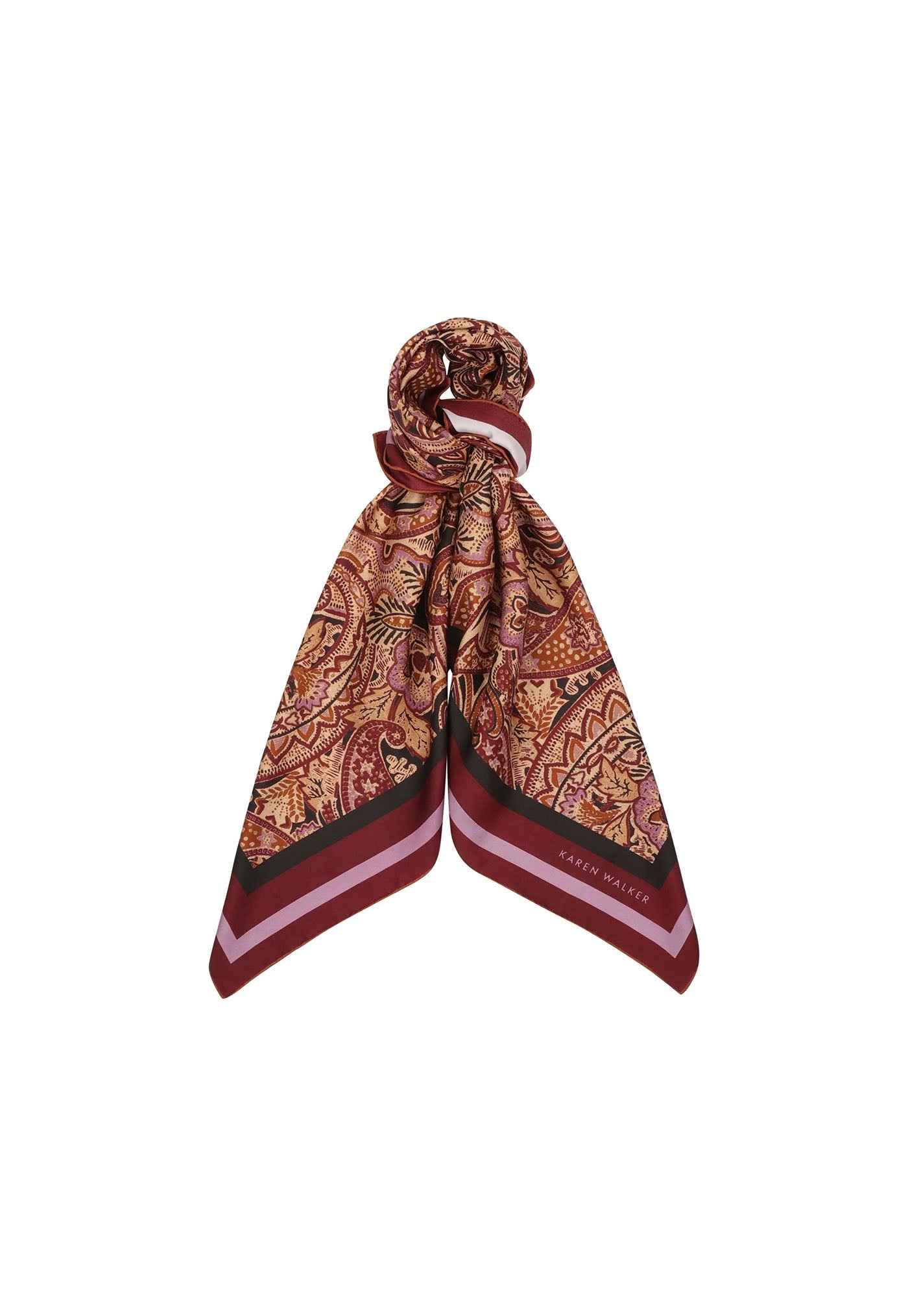 Paisley Classic Silk Scarf - Burgundy Multi