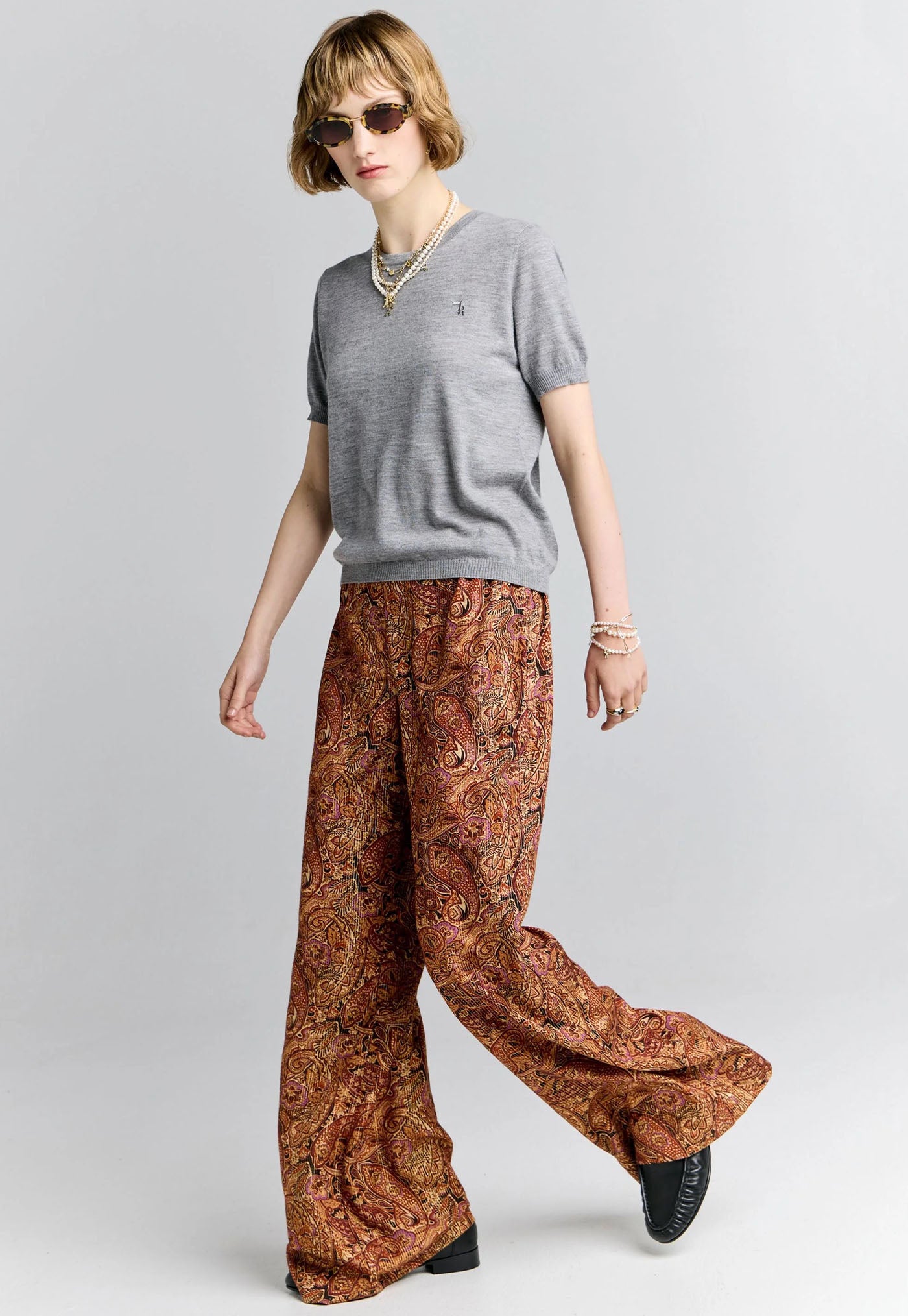Palazzo Lounge Pants - Burgundy Multi