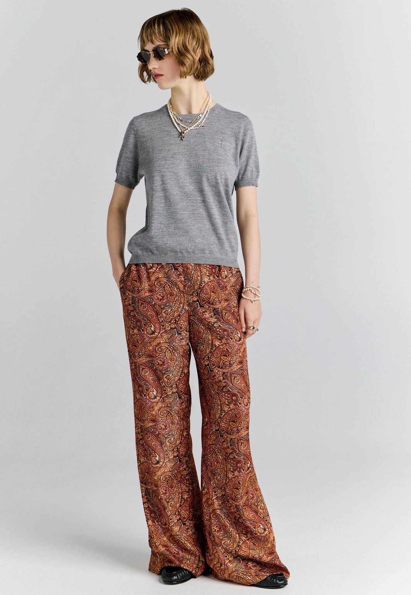 Palazzo Lounge Pants - Burgundy Multi