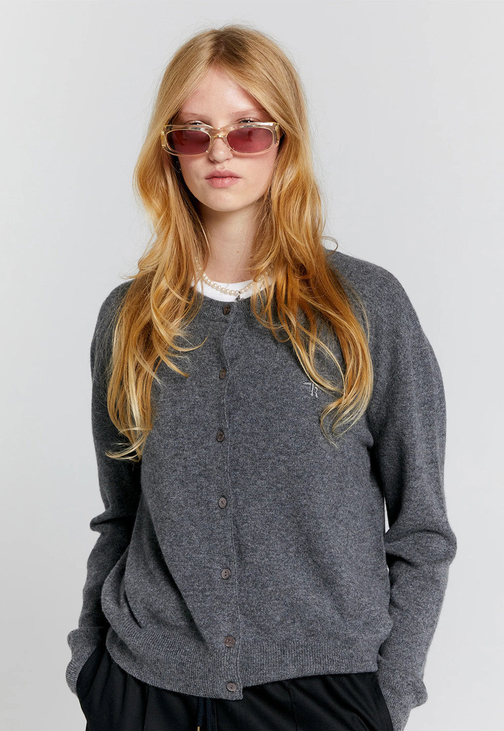 Posy Cashmere Cardigan - Charcoal