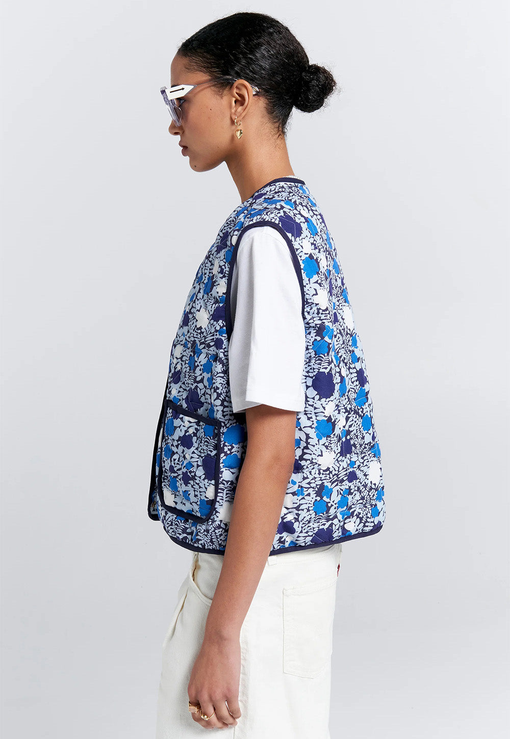 Quilted Drift Vest - Blue Multi