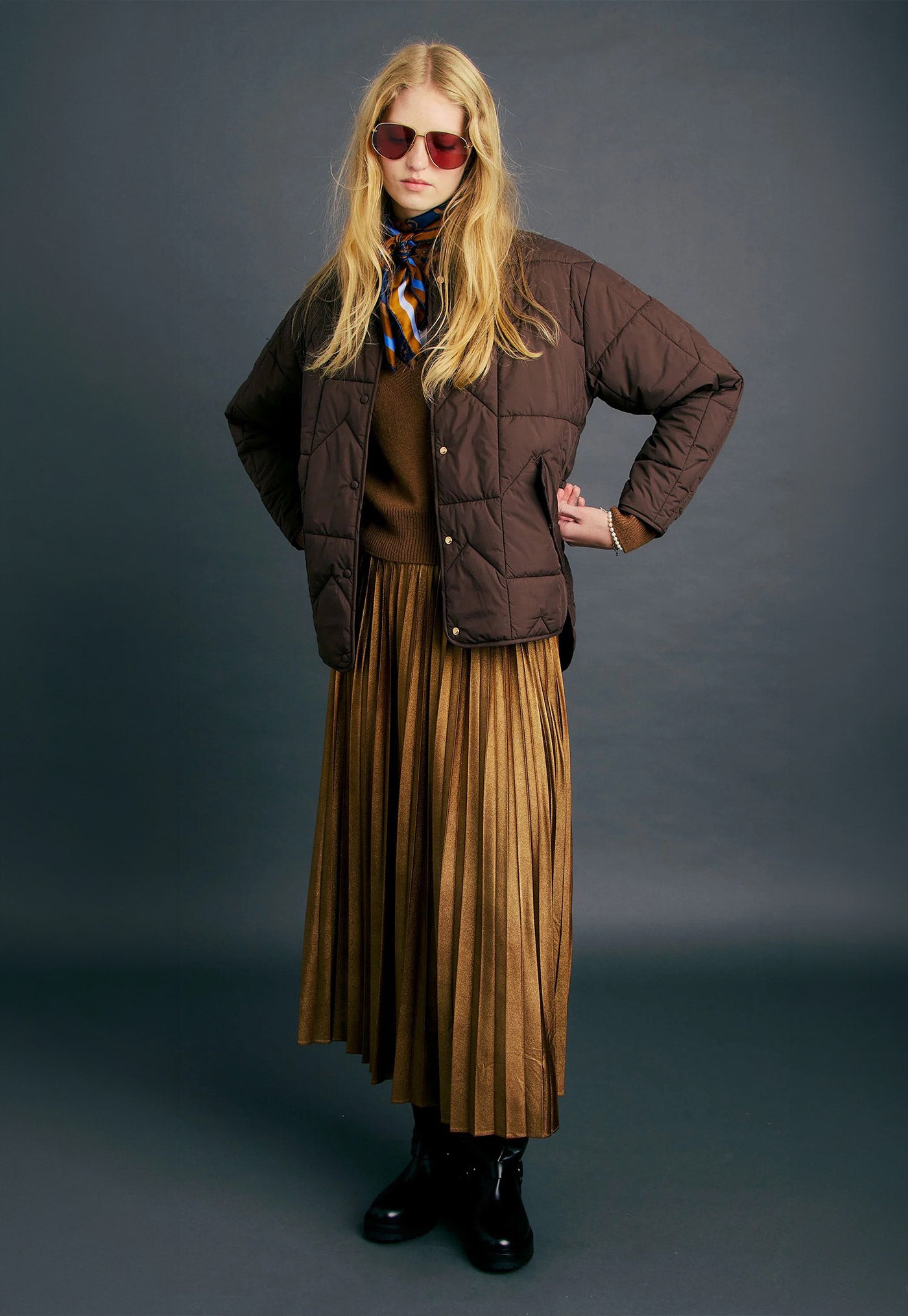 Quilted Monogram Jacket - Chocolate