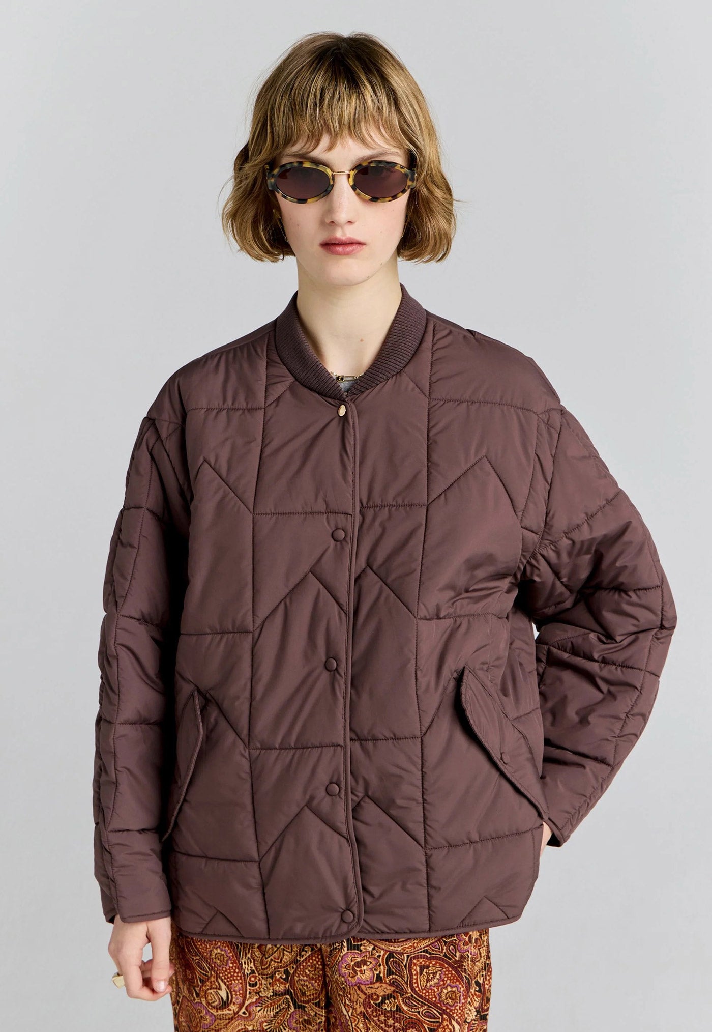 Quilted Monogram Jacket - Chocolate