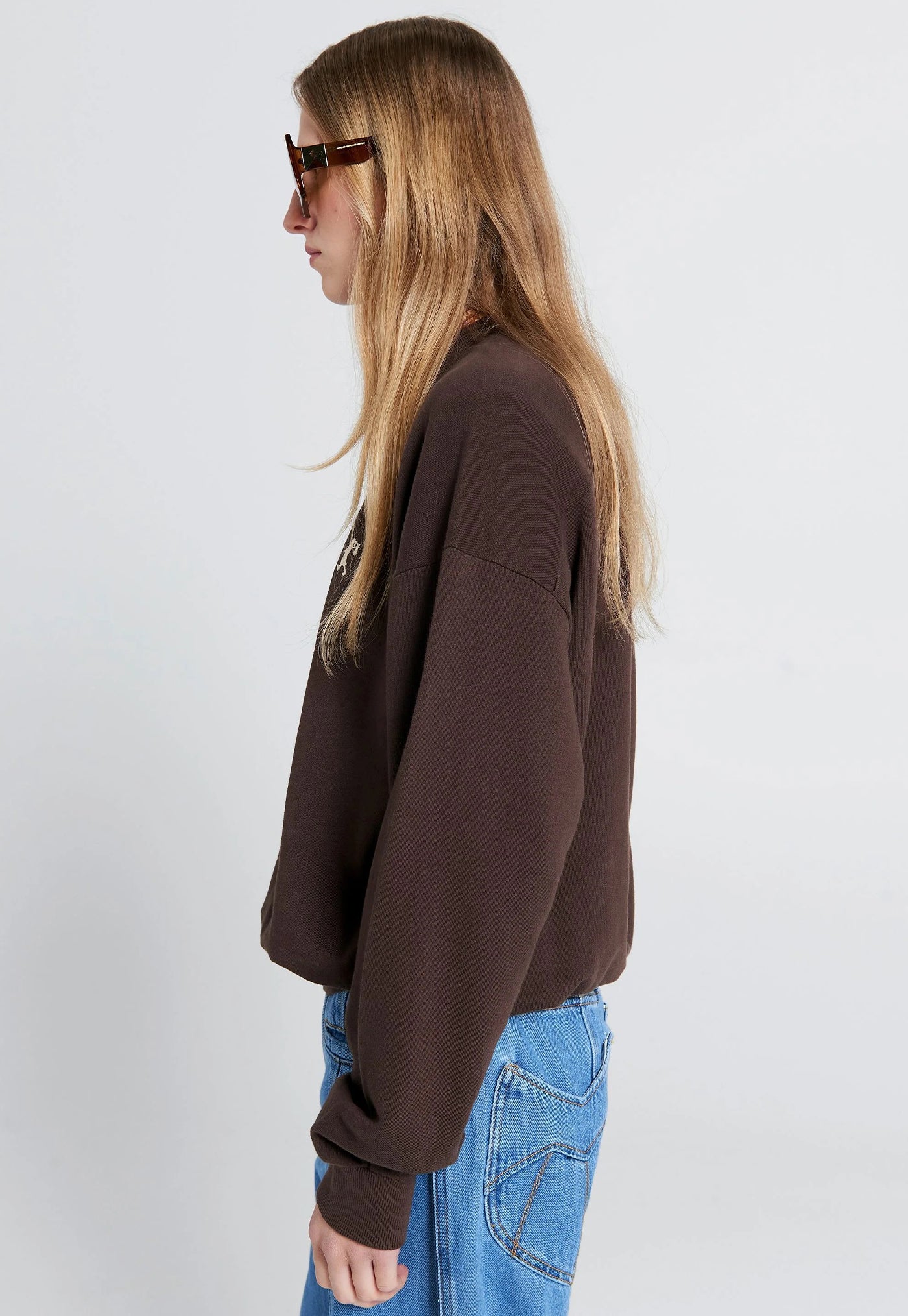 Runaway Girl Organic Cotton Crewneck Sweatshirt - Chocolate Brown