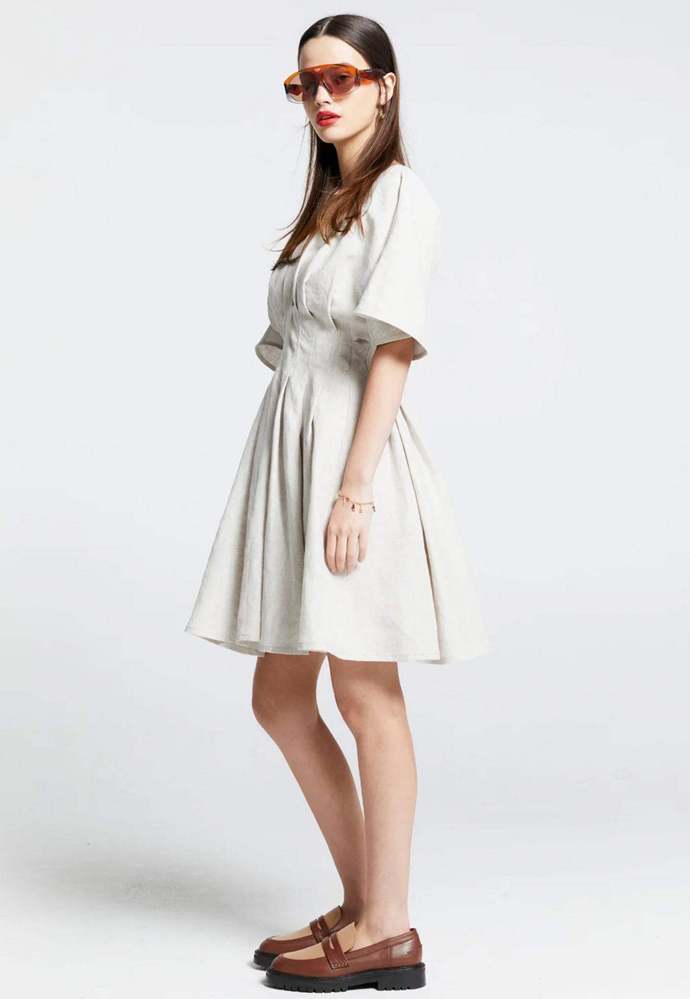 Florence Mini Dress - Natural Linen sold by Angel Divine