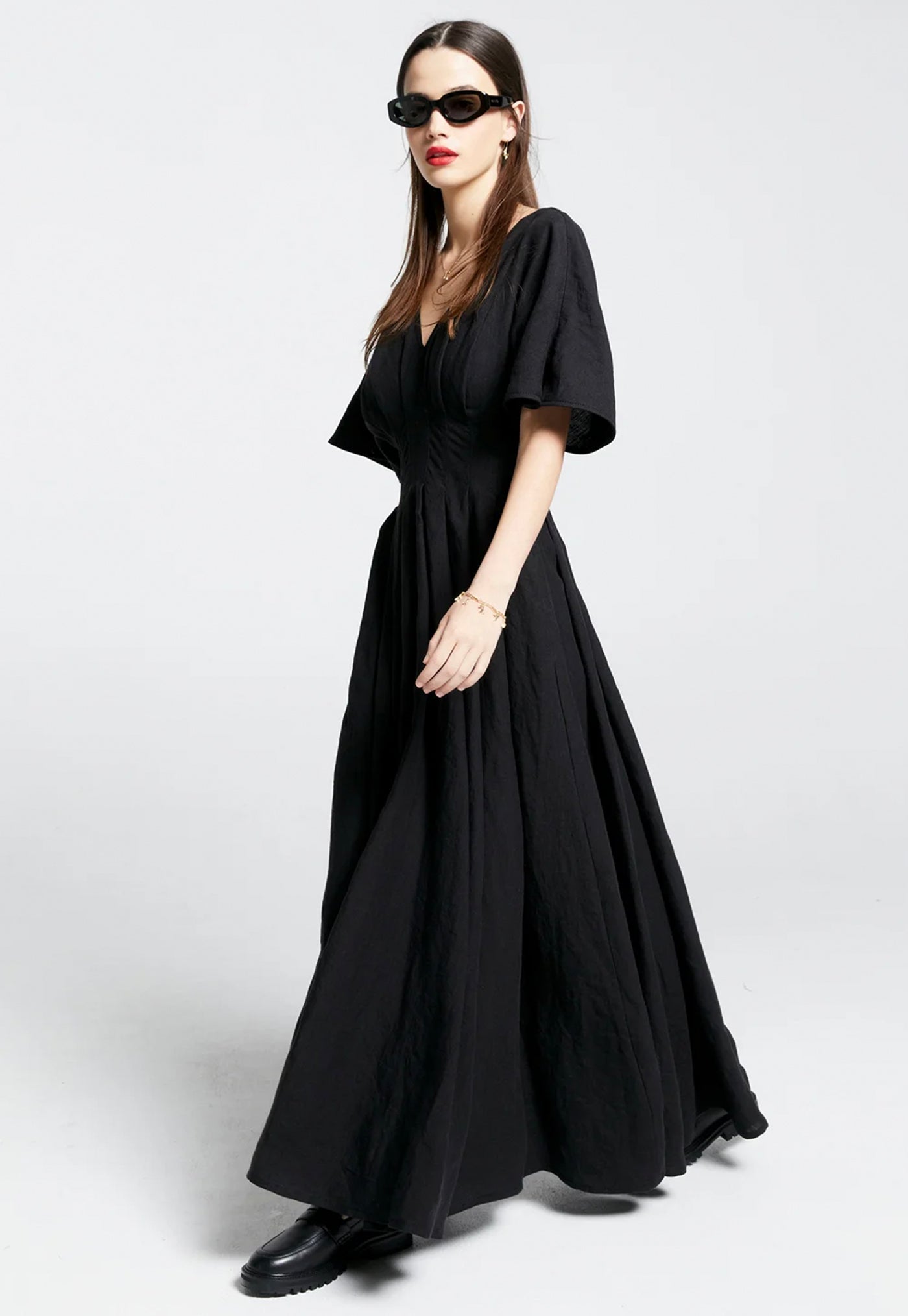 Florence Dress - Black Linen sold by Angel Divine