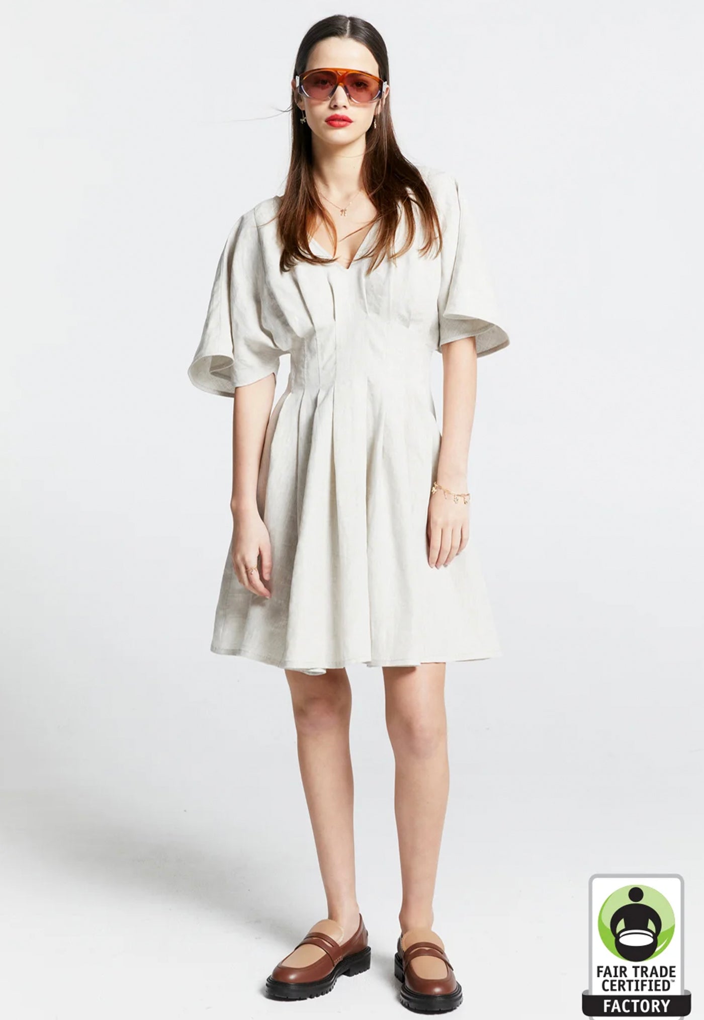 Florence Mini Dress - Natural Linen sold by Angel Divine